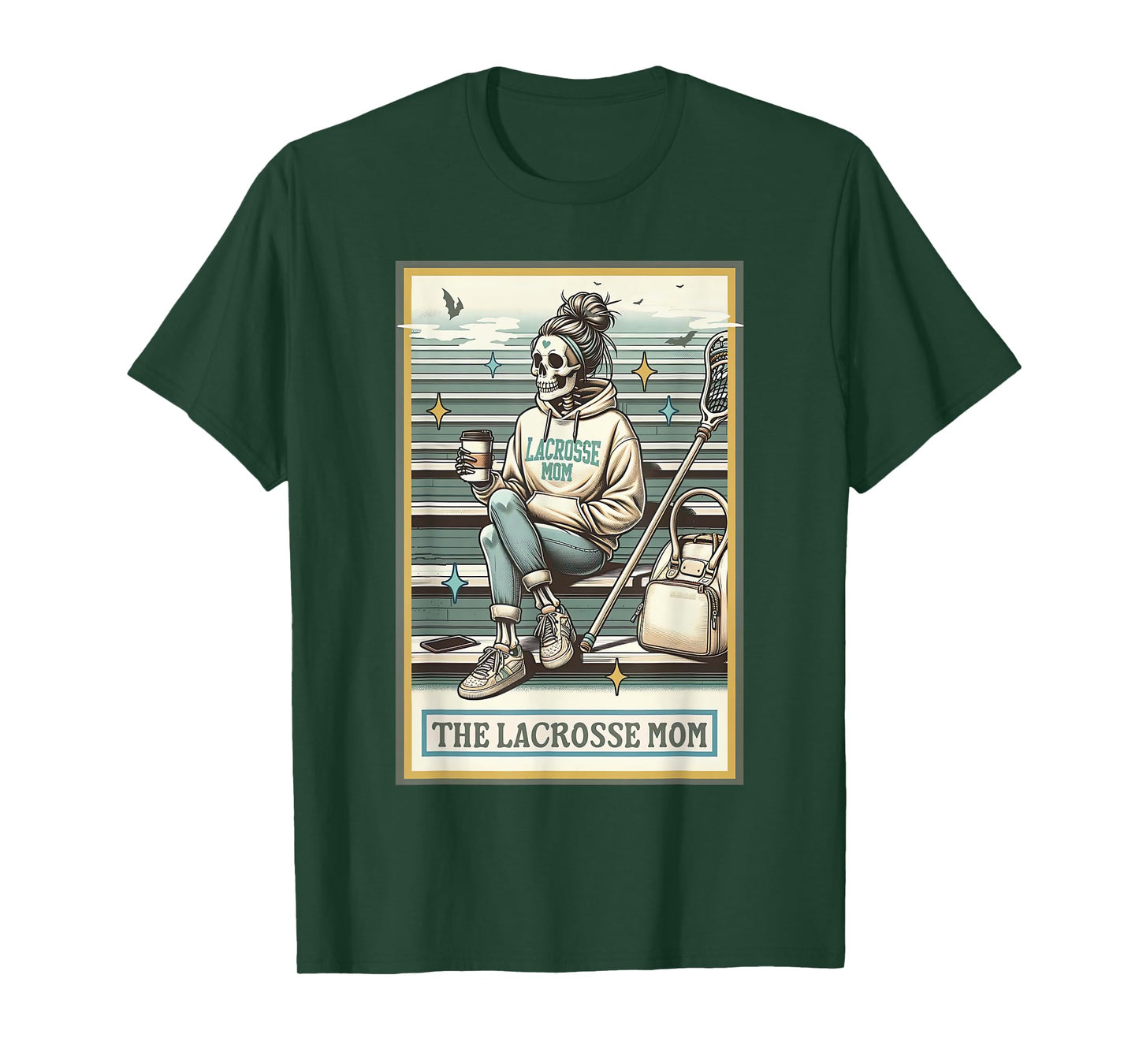 The Lacrosse Mom Skeleton Tarot Card Funny Mother's Day T-Shirt