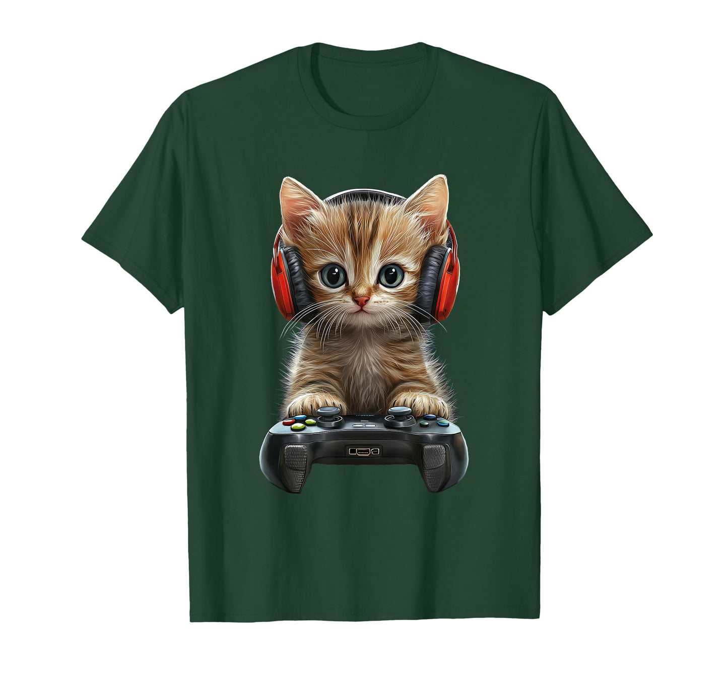 Cute Cat Kitten Gamer Gaming Game Funny Graphic T-Shirt