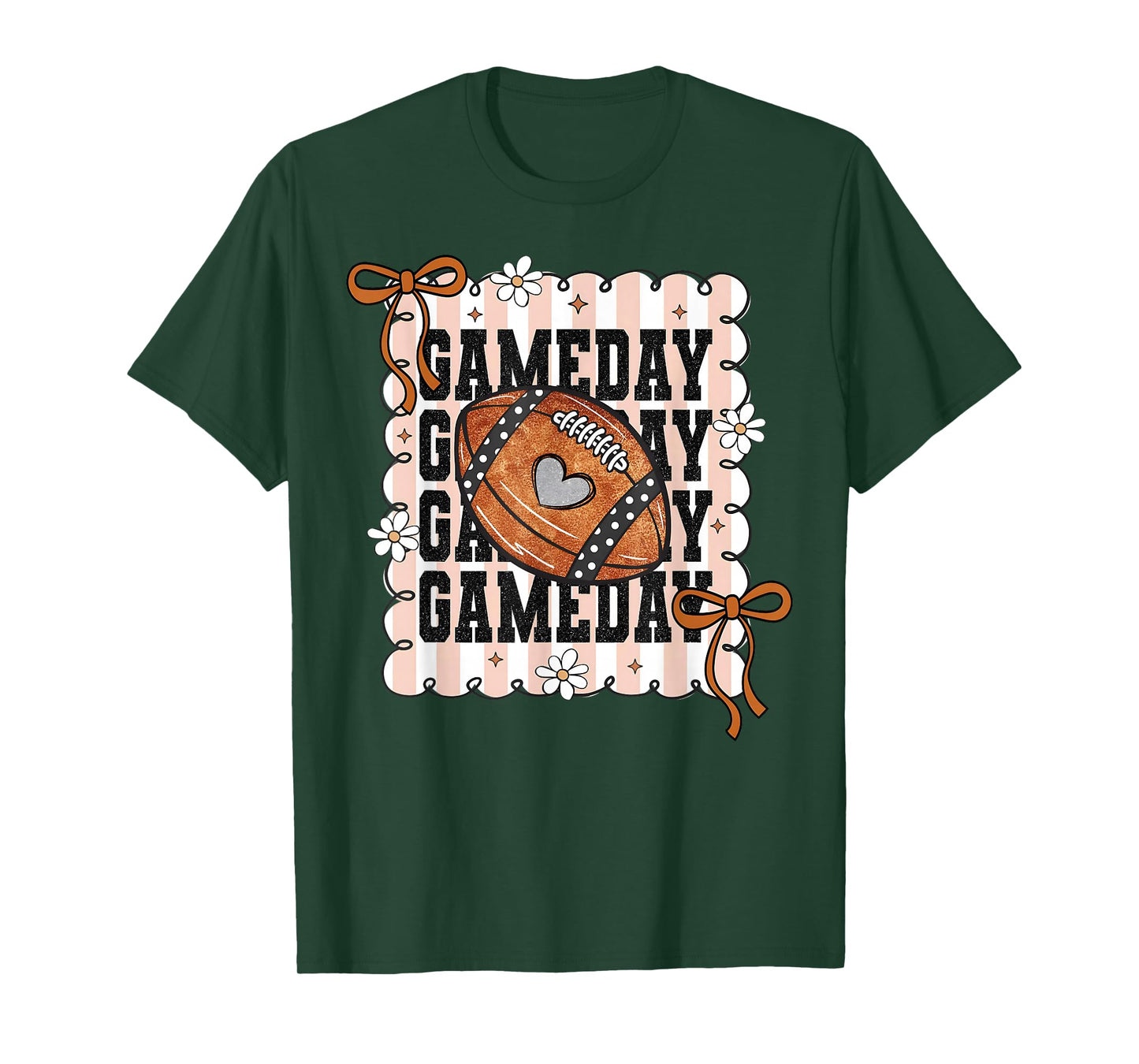 Coquette Bow American Football Game Day Thanksgiving Funny T-Shirt
