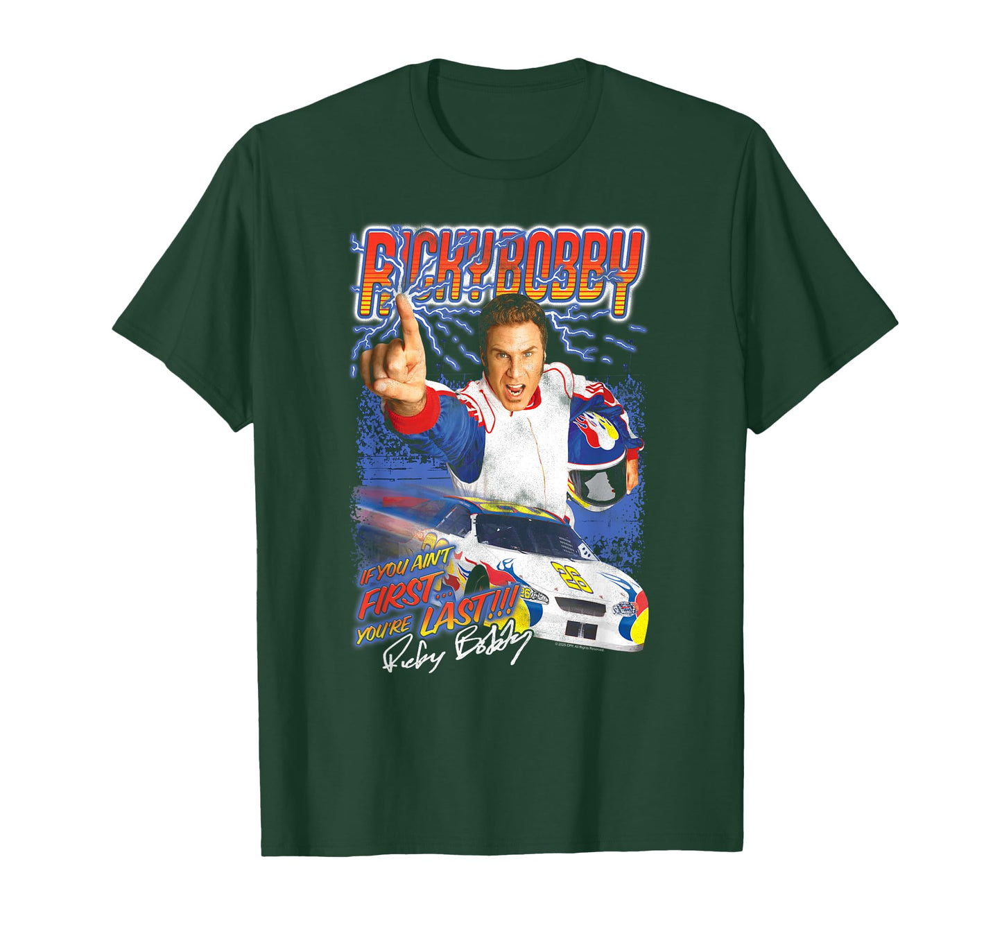 Talladega Nights Ricky Bobby Retro Lightning Collage Movie T-Shirt