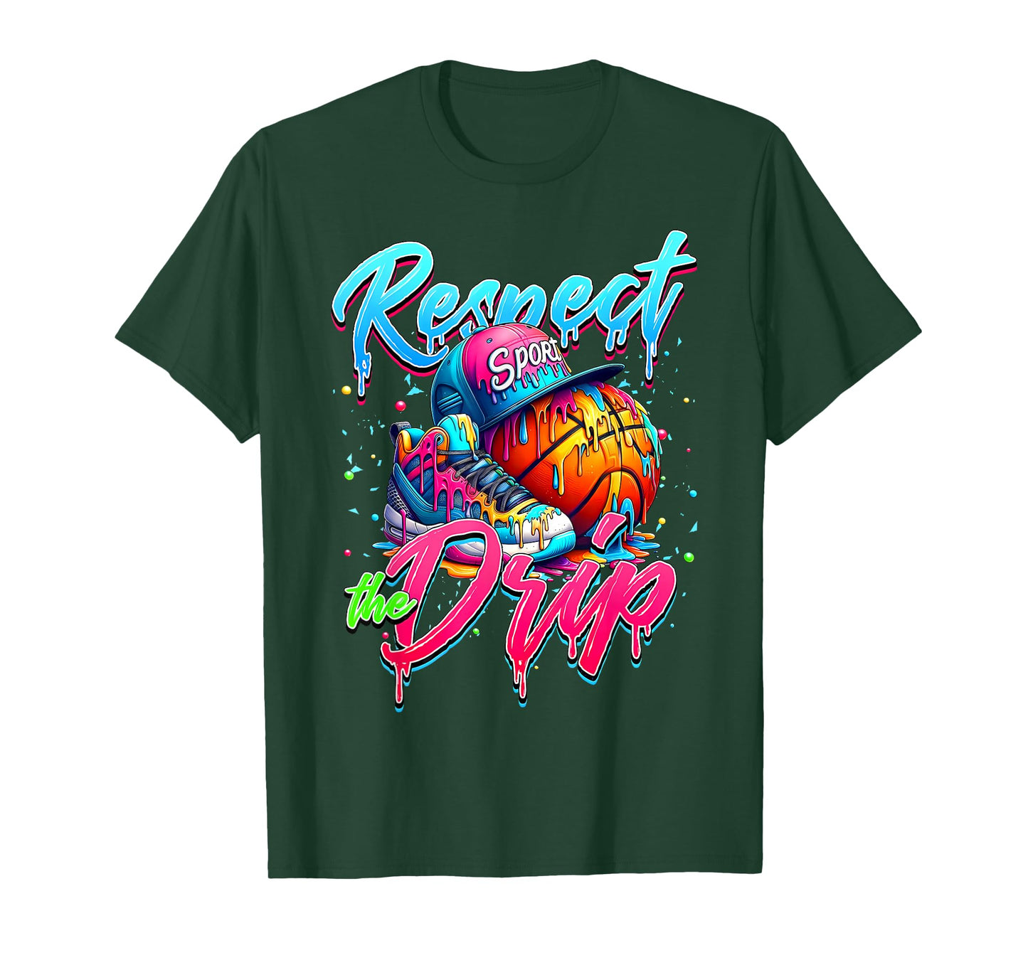 Respect The Drip Basketball Ice Cream Drip With Sprinkles T-Shirt