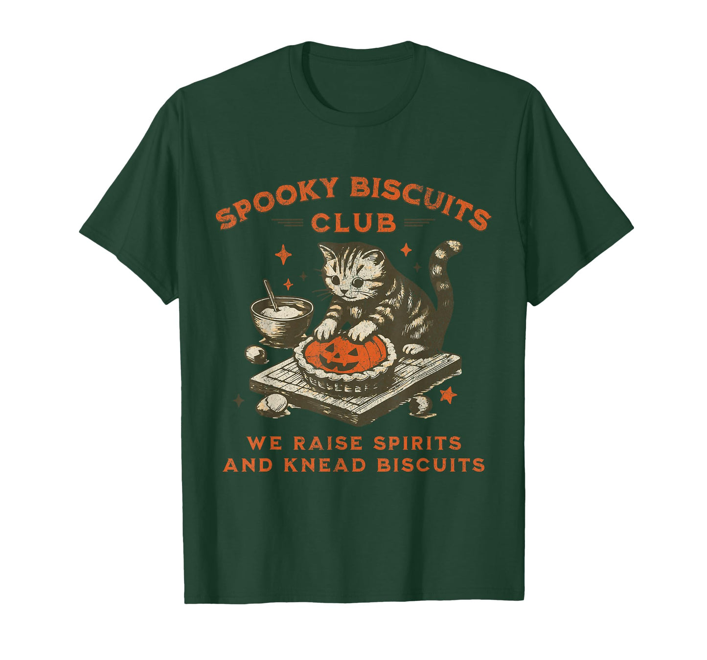 Spooky Biscuits Club Cat, Funny Halloween Baking Tee T-Shirt