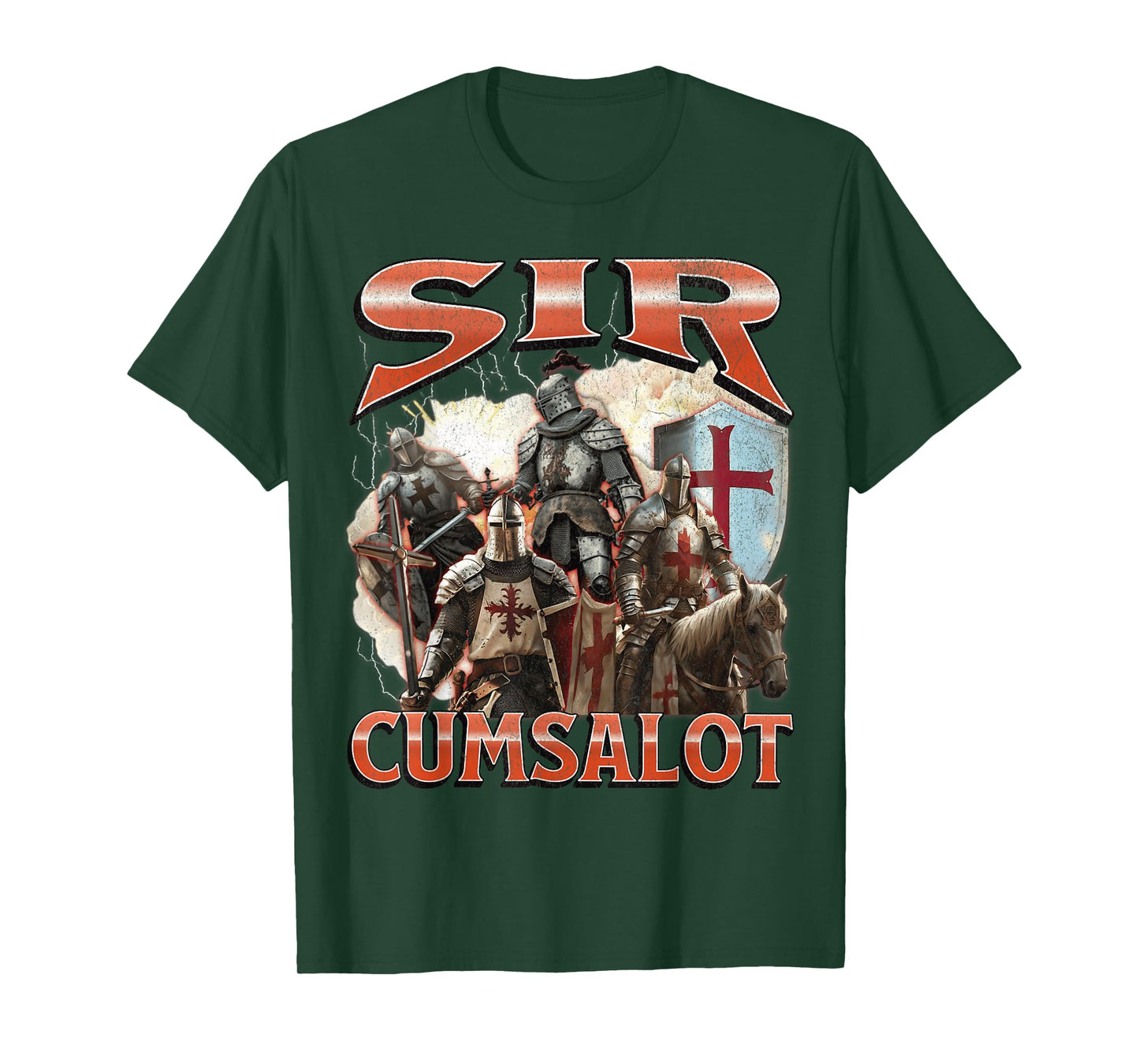 Sir Cumsalot Funny Offensive Knight Meme Bootleg Graphic T-Shirt