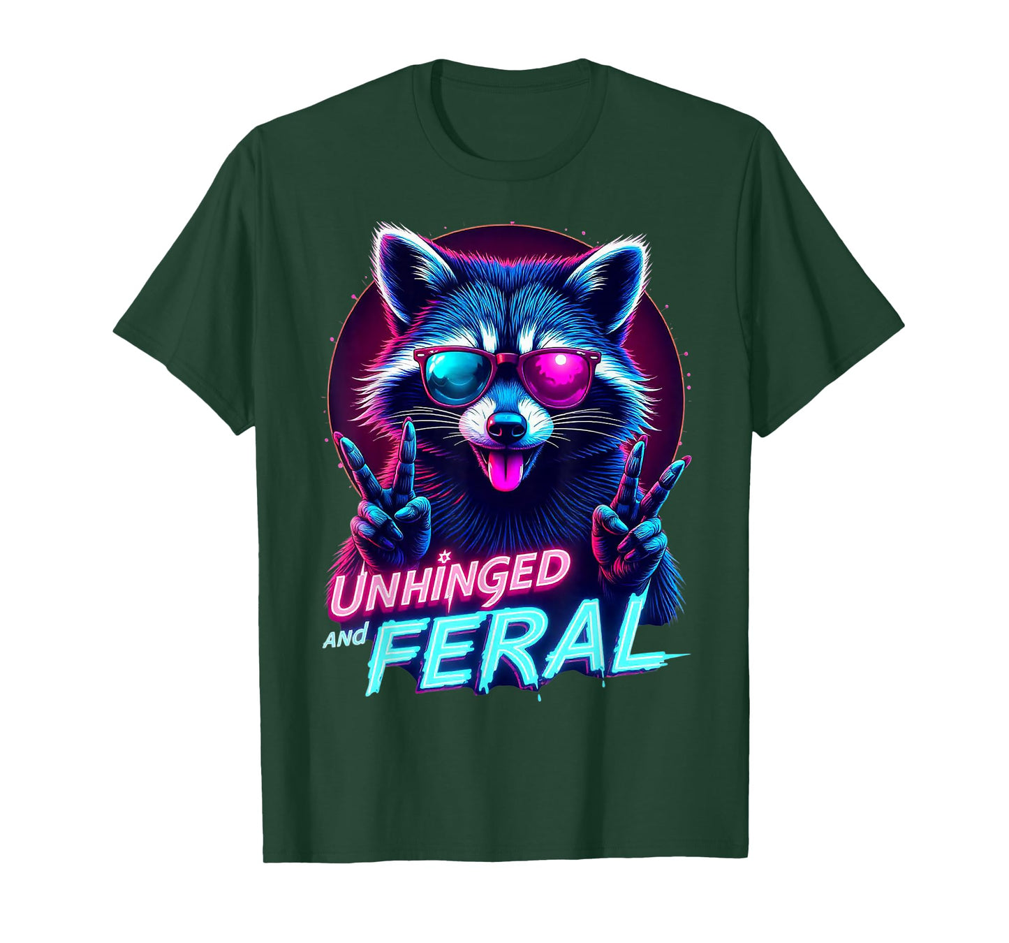 Cyberpunk Raccoon Unhinged and Feral Vaporwave Aesthetic T-Shirt