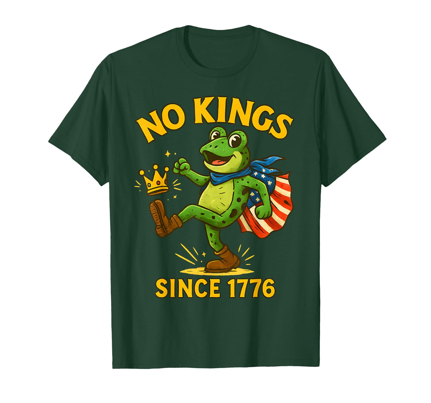 No Kings in America Since 1776 Distressed USA Flag Vintage T-Shirt