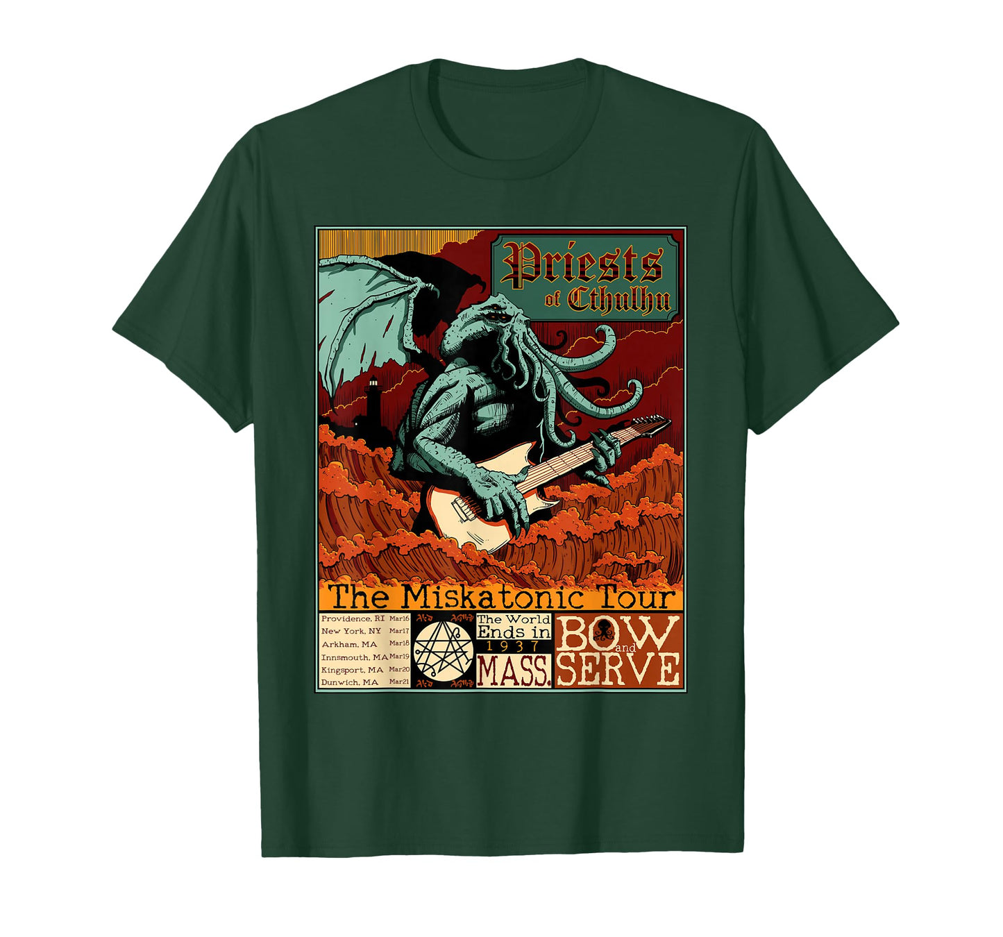 Miskatonic Cthulhu Great Rock Cosmic Horror Metal Concert T-Shirt