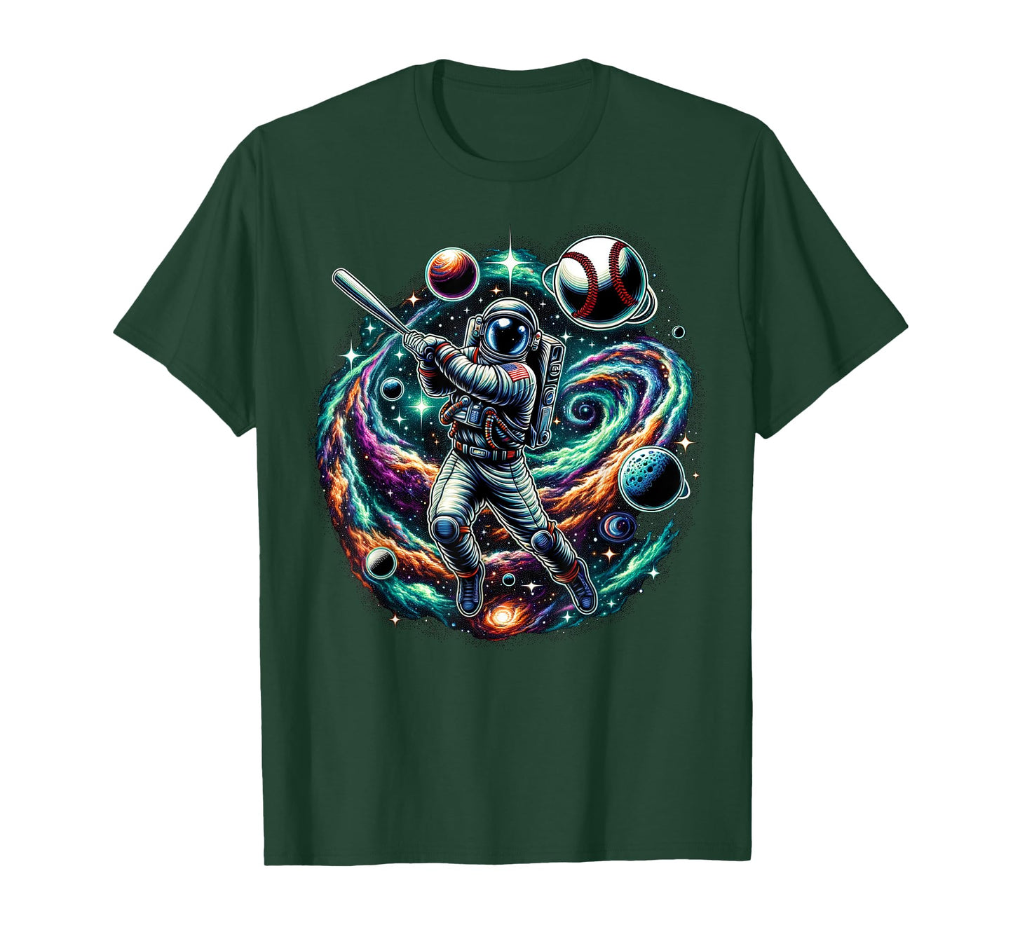 Cool Galaxy Baseball player Astronaut on Baseball T-Shirt