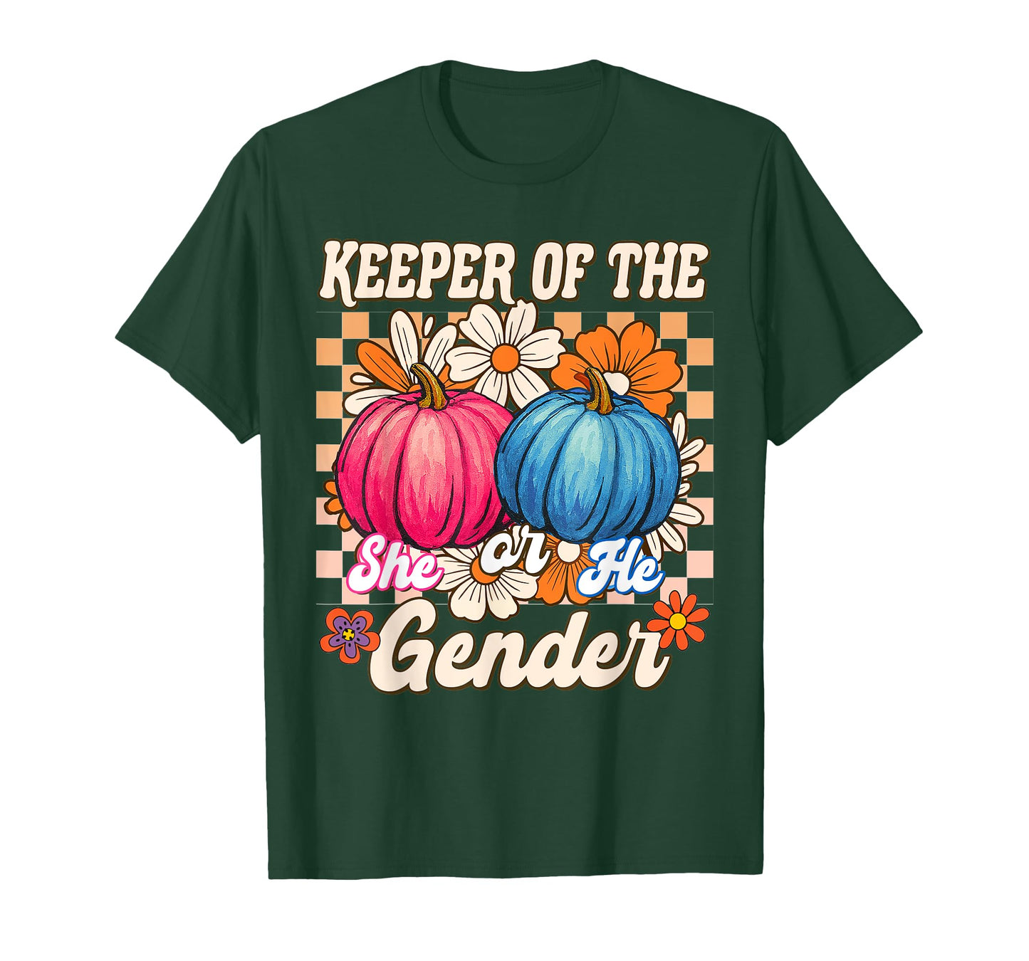 Keeper of The Gender Fall Vibes Autumn Baby Shower Pumpkin T-Shirt