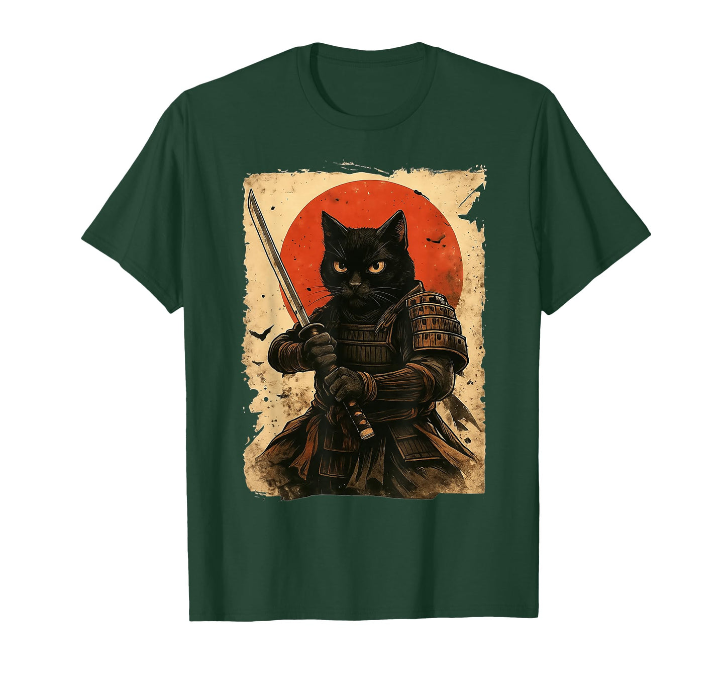 Cat Samurai Vintage Japanese Warrior T-Shirt