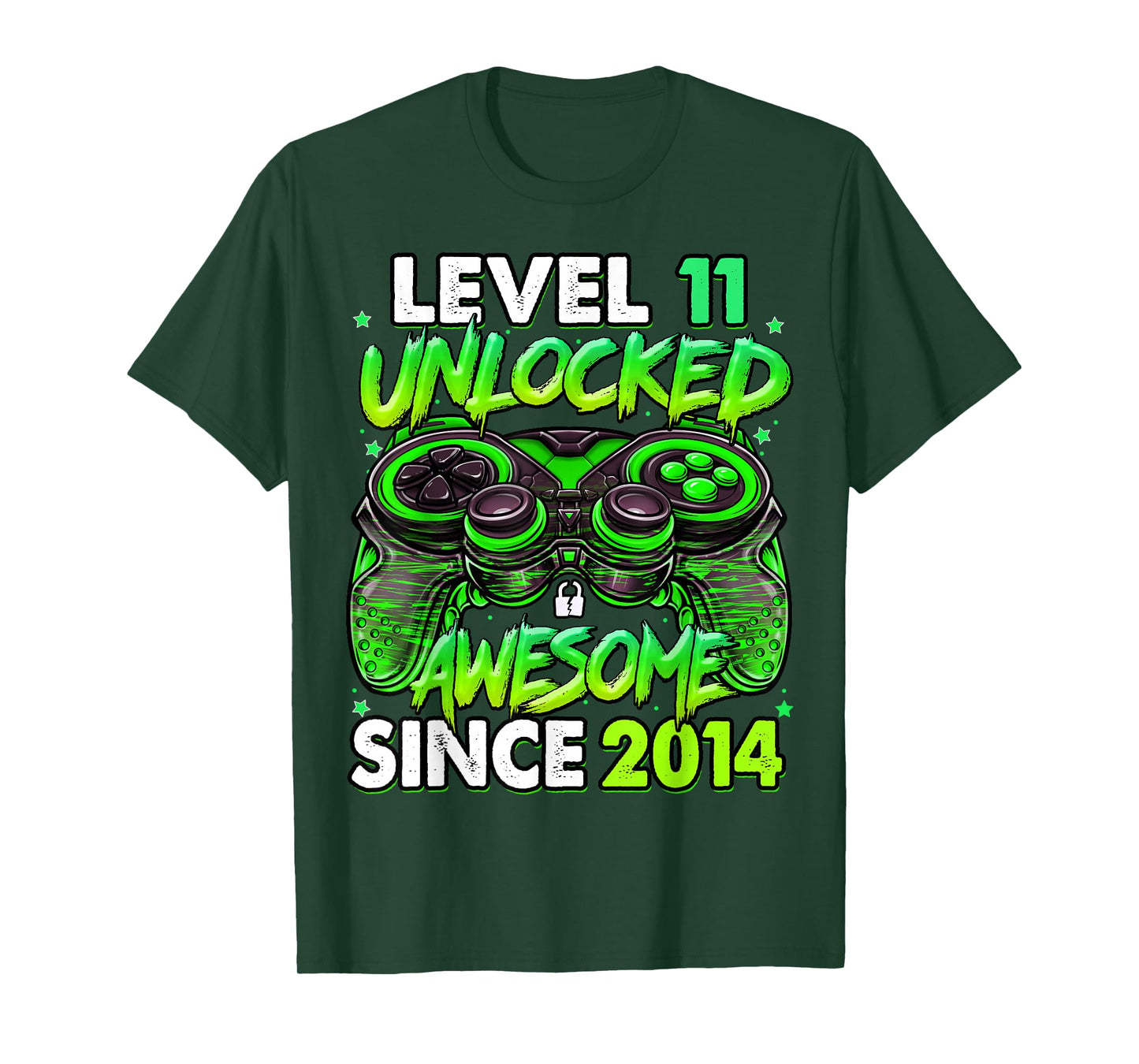 Level 11 Unlocked Awesome Since 2014 11th Birthday Gaming T-Shirt