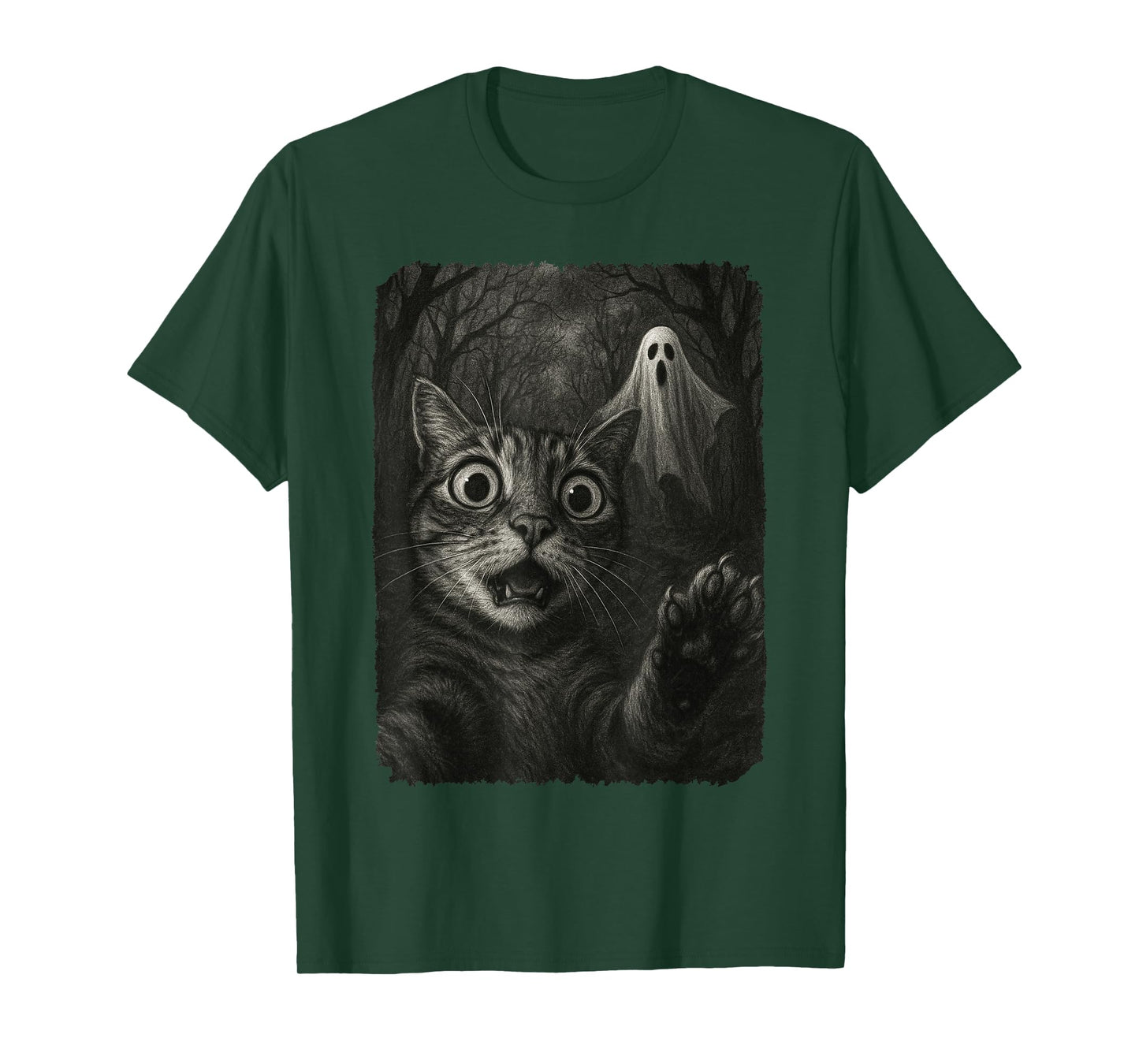 Funny Halloween Cat Selfie with Spooky Cat Ghost Lovers T-Shirt
