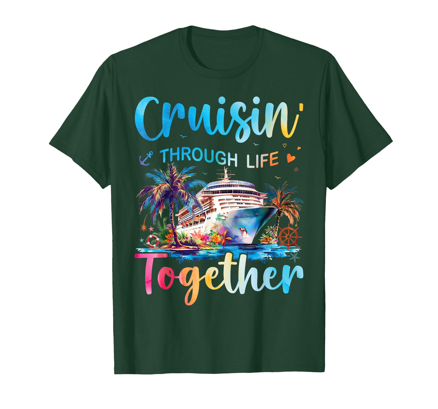 Cruisin Through Life Together Husband And Wife Cruise Couple T-Shirt