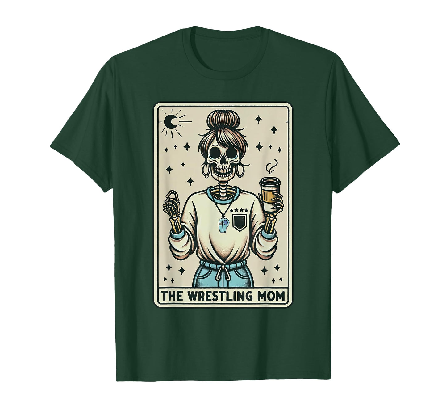 Wrestling Mom Skeleton Tarot Card Wrestling Mama Mothers Day T-Shirt