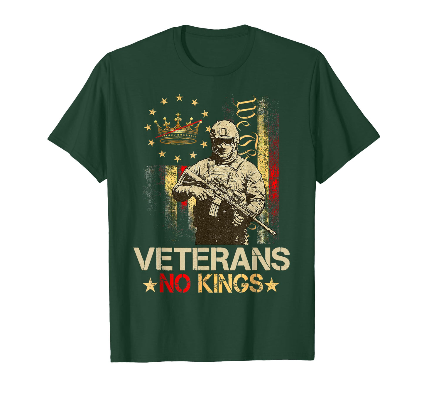 No Kings Veterans Shirts Men Patriotic America Flag No Kings T-Shirt