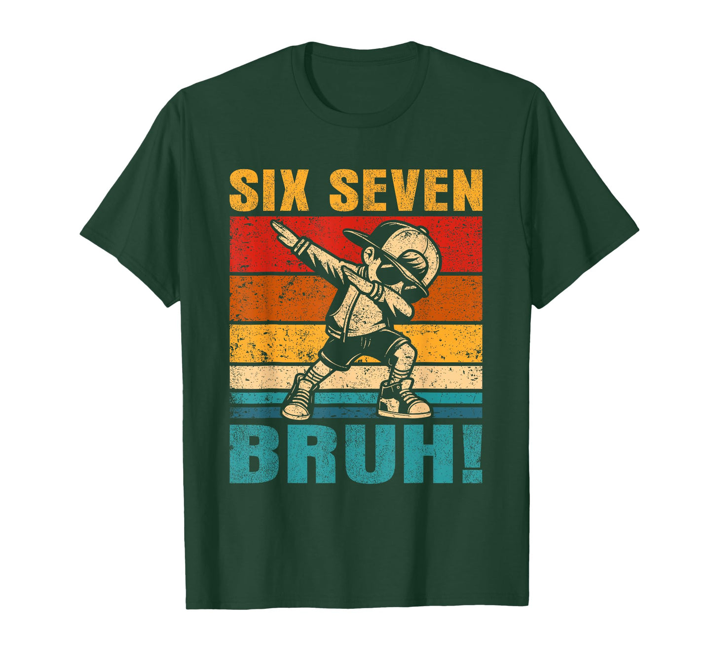 Six Seven Bruh Dabbing Boy Funny 67 Meme Gen Alpha Slang T-Shirt