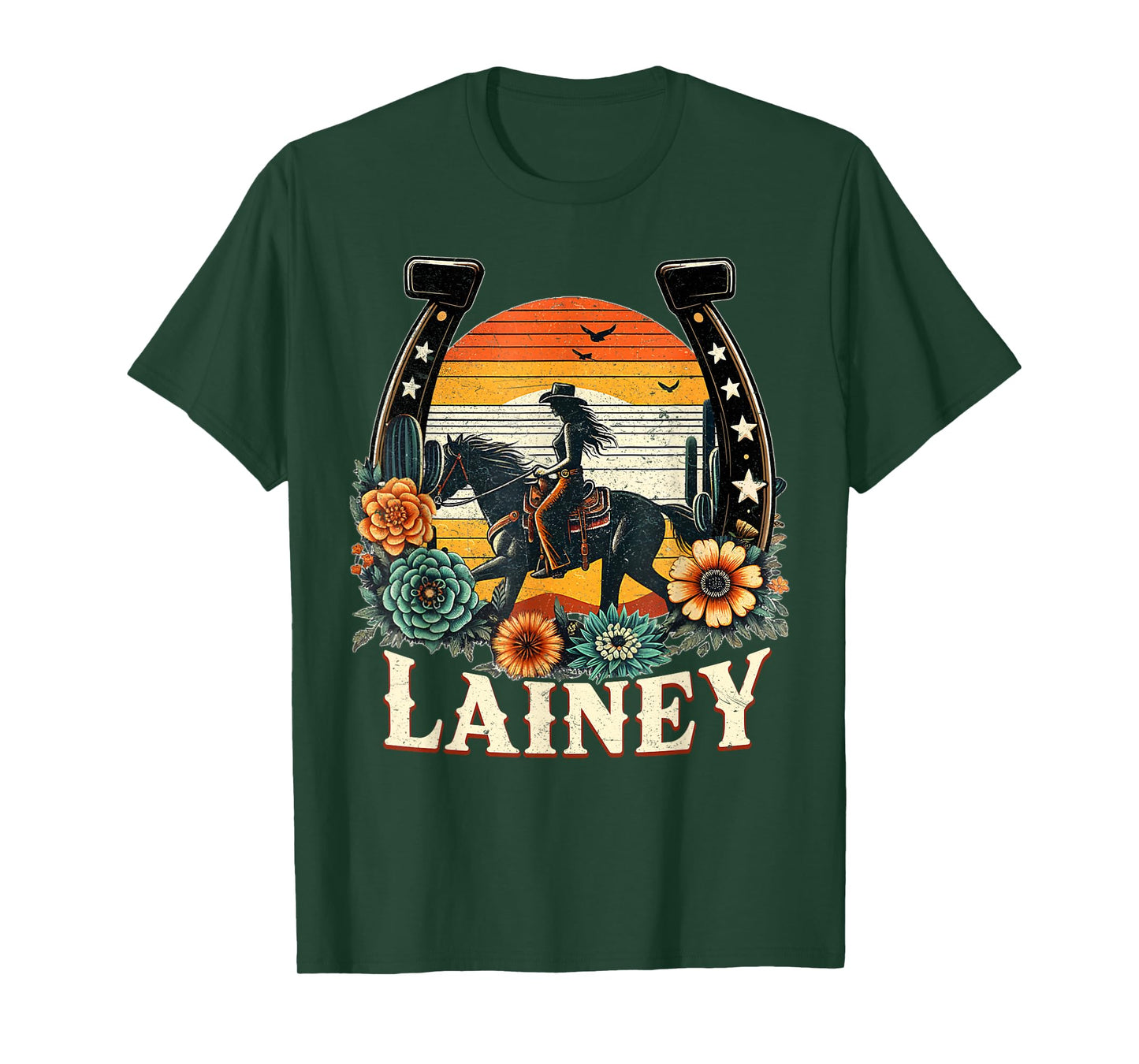 Women Girl Lainey Personalized Name Cowgirl T-Shirt