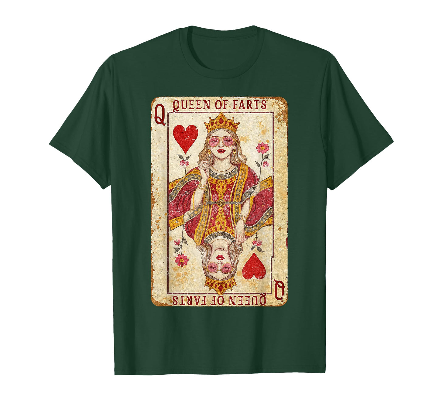 Retro Card Queen of Farts Funny Novelty Fart Queen Sarcastic T-Shirt