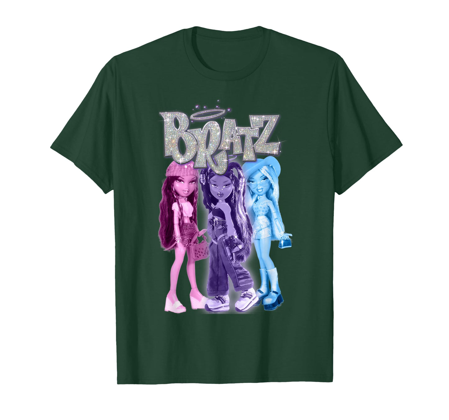 Bratz Pink Purple Blue Photo Group Doll Portrait Colored T-Shirt