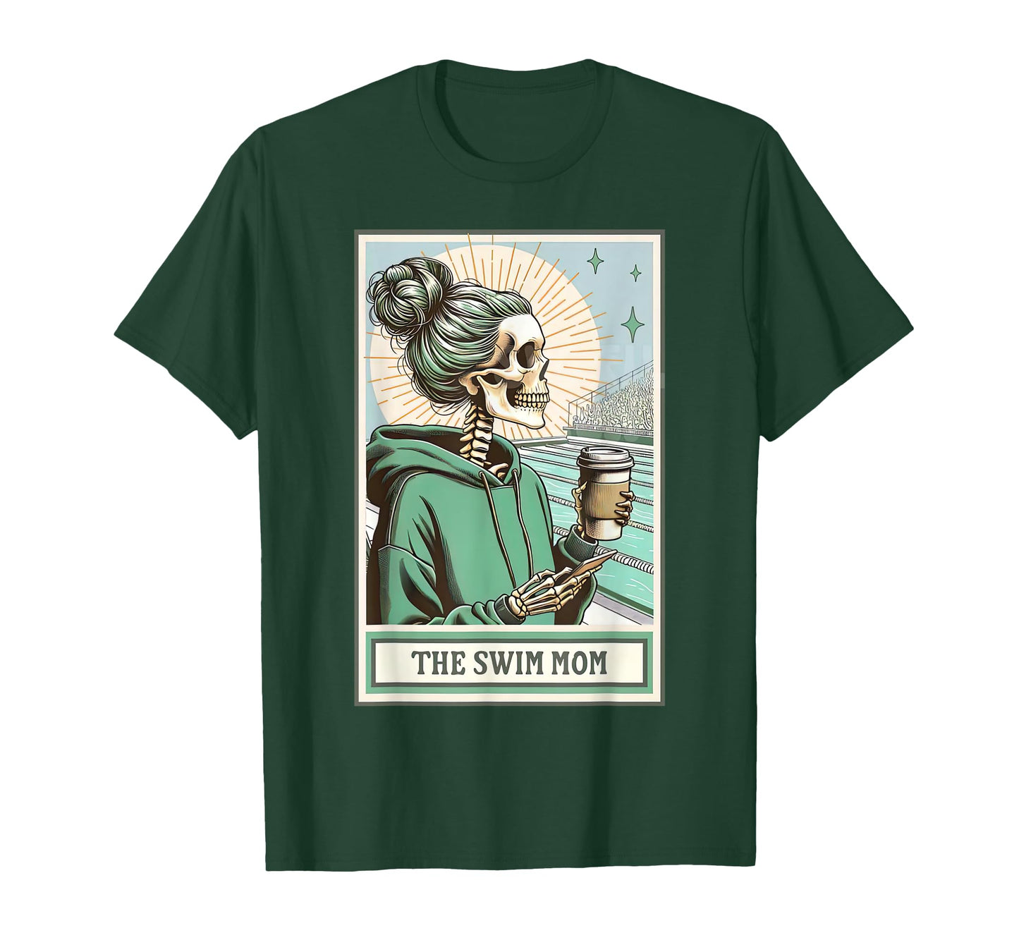 Swim Mom Skeleton Tarot Card Swim Coach Wife Swimmers Mother T-Shirt