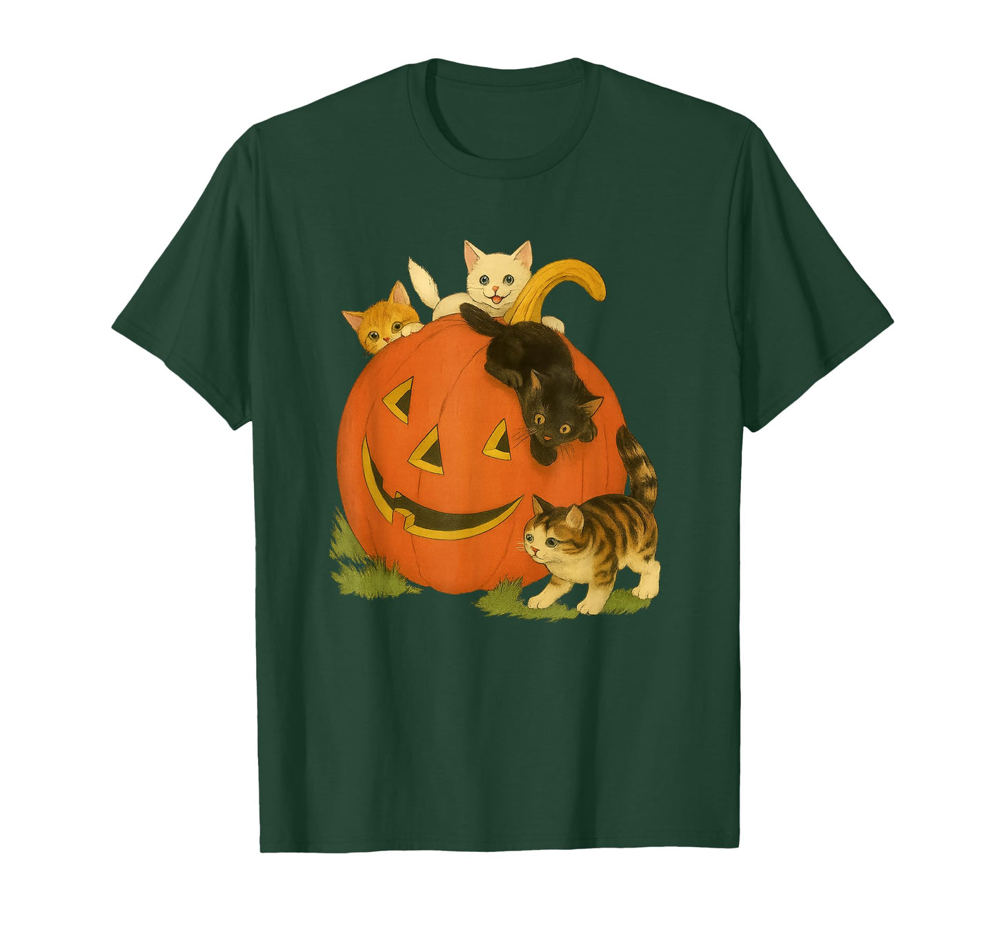 Pumpkin kittens halloween spooky kitten vibes art T-Shirt