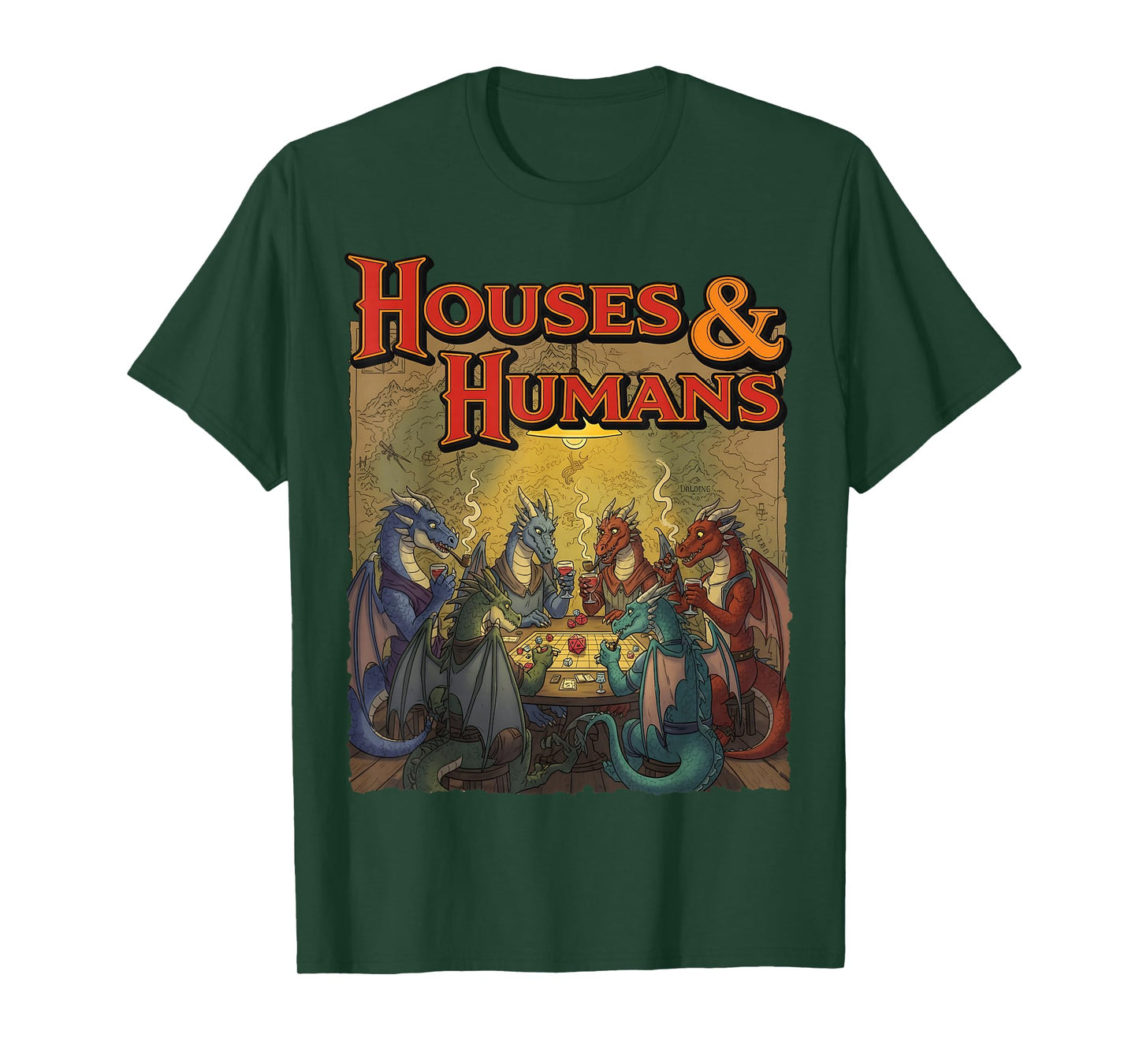 Gaming Houses Humans Funny Rpg Parody Gamer Men Boys Kids T-Shirt