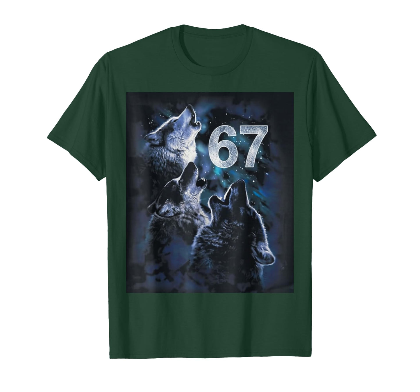 Wolf Howling at The Moon 67 T-Shirt 6 7 Halloween 67 Wolf 67 T-Shirt