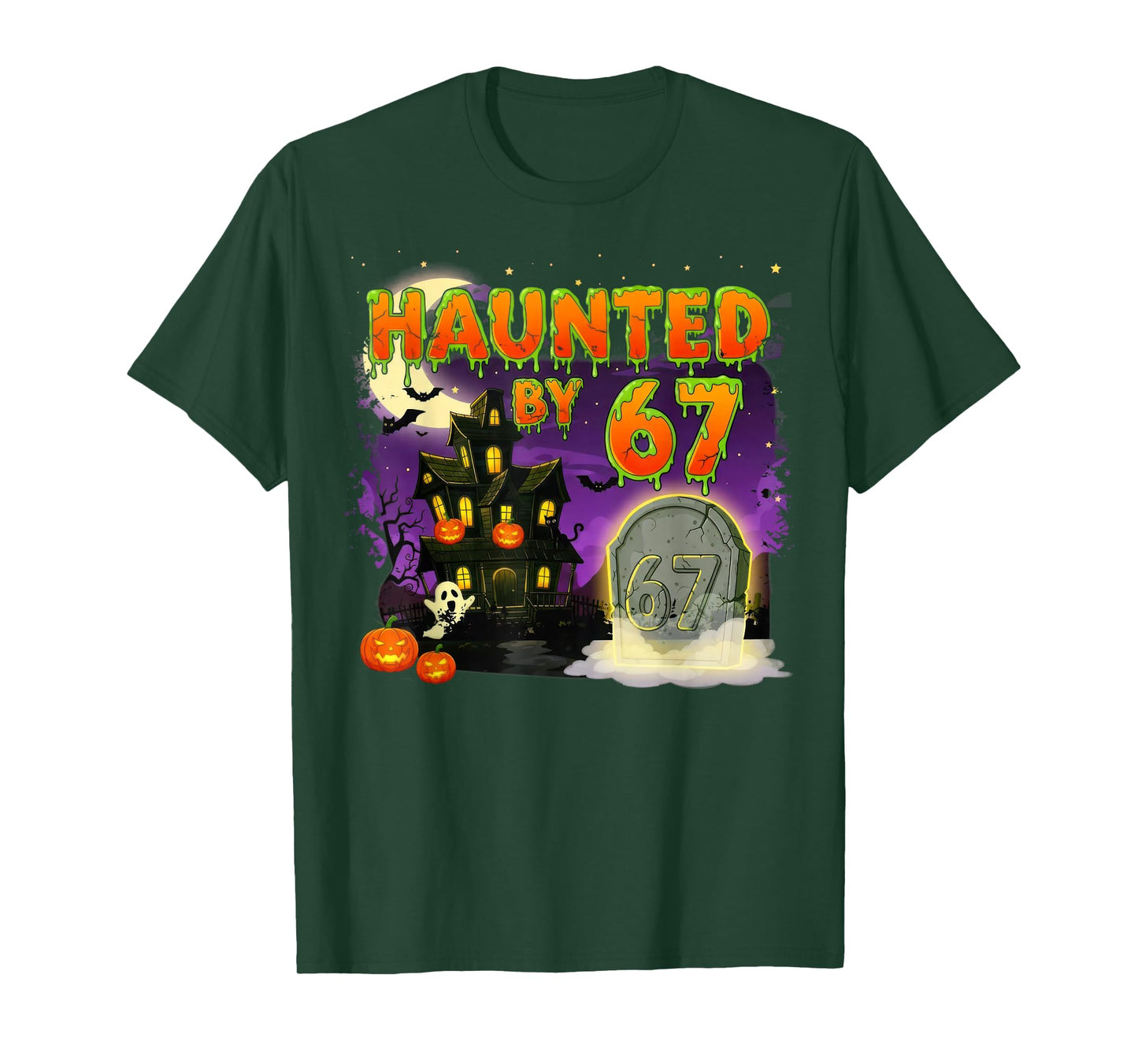 Haunted by 67 – Funny Ghost and Pumpkin Halloween Costume T-Shirt