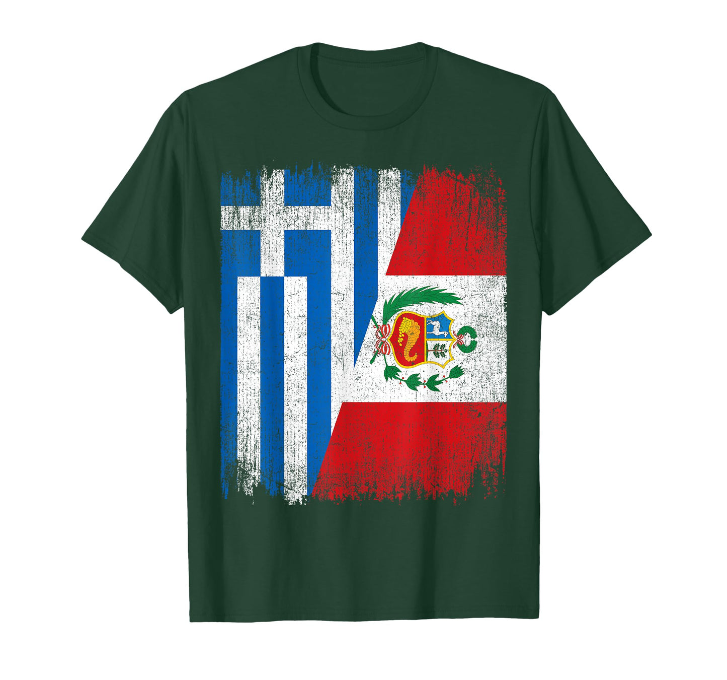 Half Greece Peru Flag Greek Peruvian Pride Roots T-Shirt