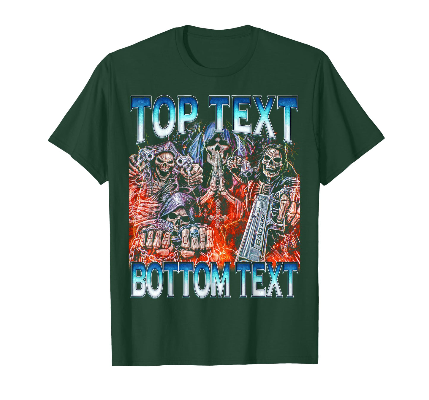 Top Bottom Text - Edgy Skeleton Bootleg Hard Skeleton Meme T-Shirt