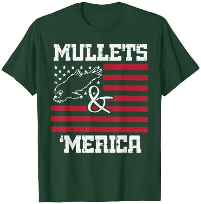 Mullets And Merica Eagle American Flag Fourth 4th Of July Women Kids Men T-Shirt - T-Shirt | Forest