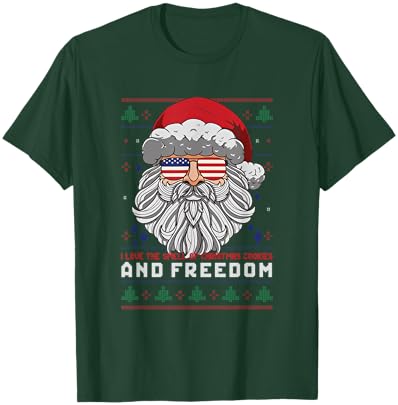 Funny Santa American Flag Freedom Patriotic Merry Christmas T-Shirt - T-Shirt | Forest