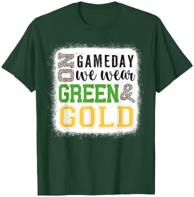 On Gameday Football We Wear Green And Gold Leopard Print T-Shirt - T-Shirt | Forest