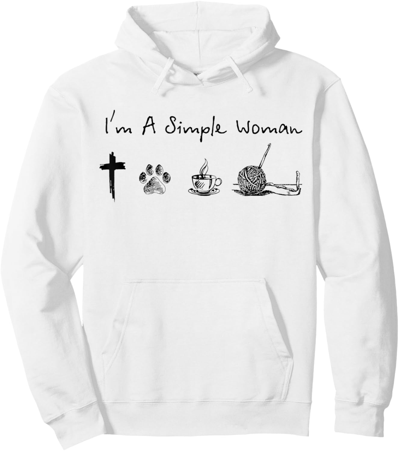I'm a simple woman Jesus dog coffee crochet Hoodie - Hoodie | White