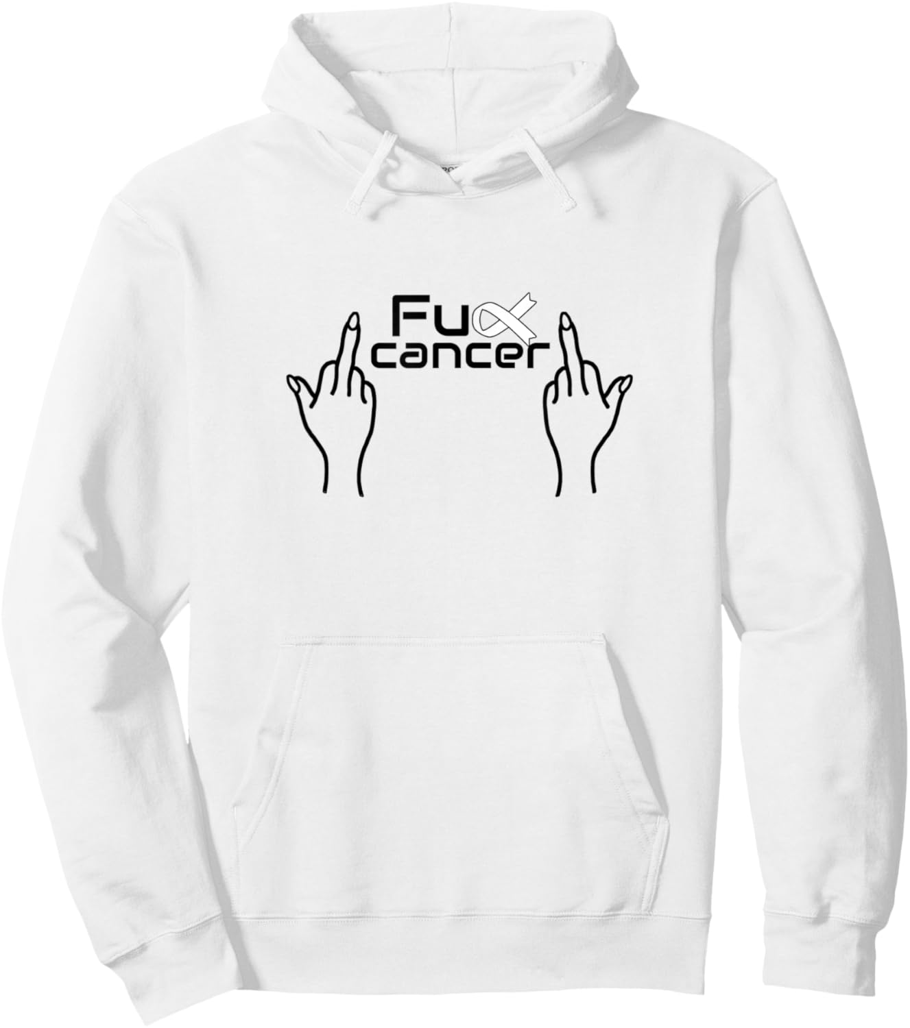 Fuck cancer / cancer white ribbon / lung cancer Hoodie - Hoodie | White