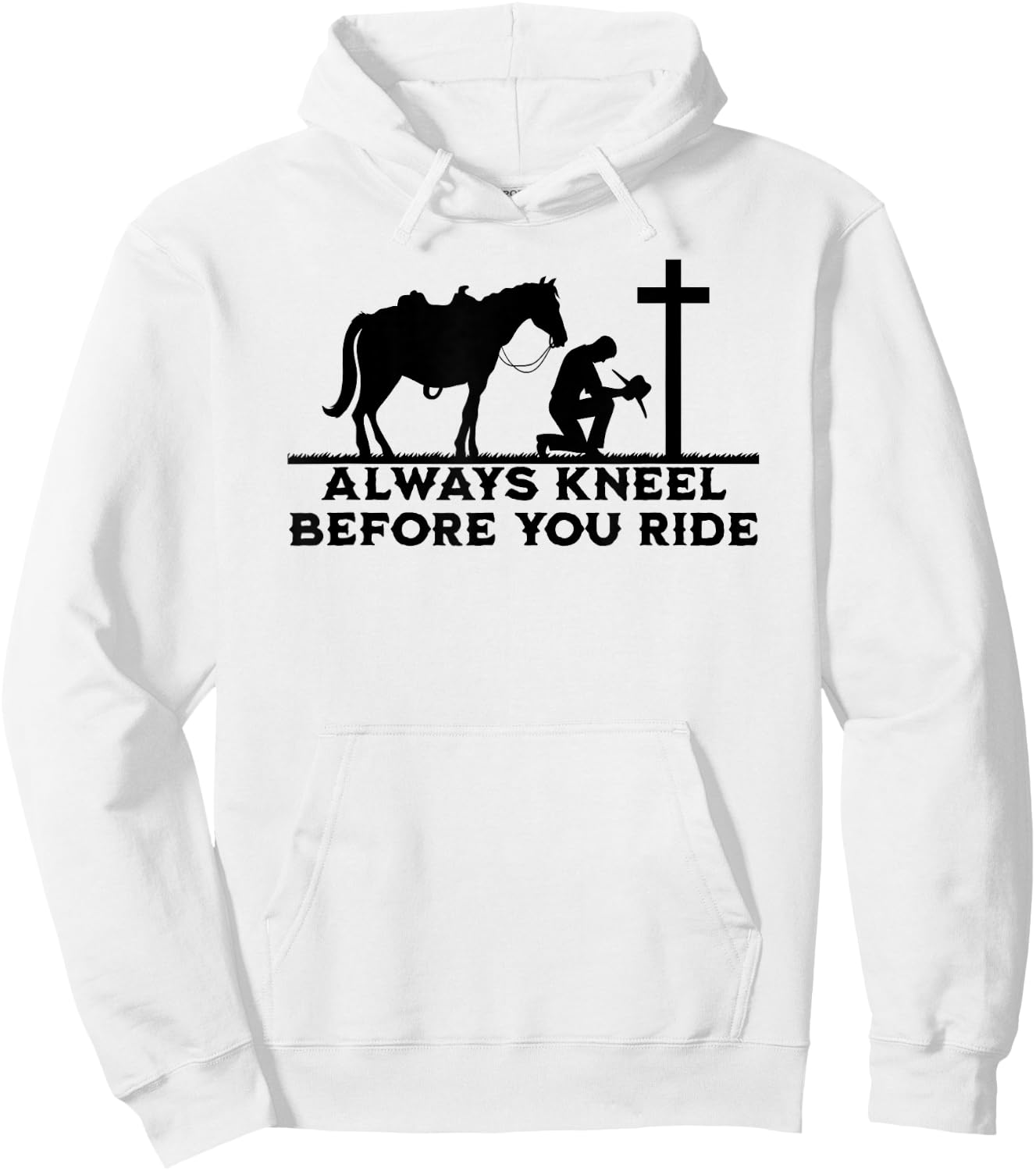 Cowboy Kneeling At Cross Christian Jesus Western Style Men Hoodie - Hoodie | White