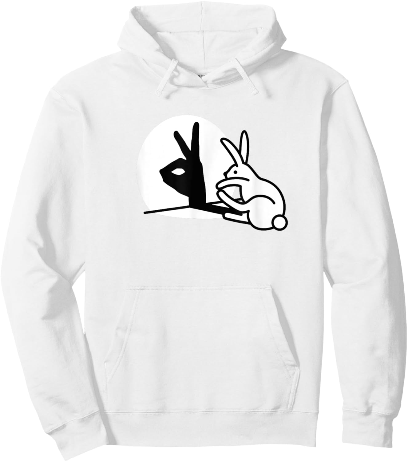 Funny Rabbit hand shadow puppets bunny figure pop art Hoodie - Hoodie | White