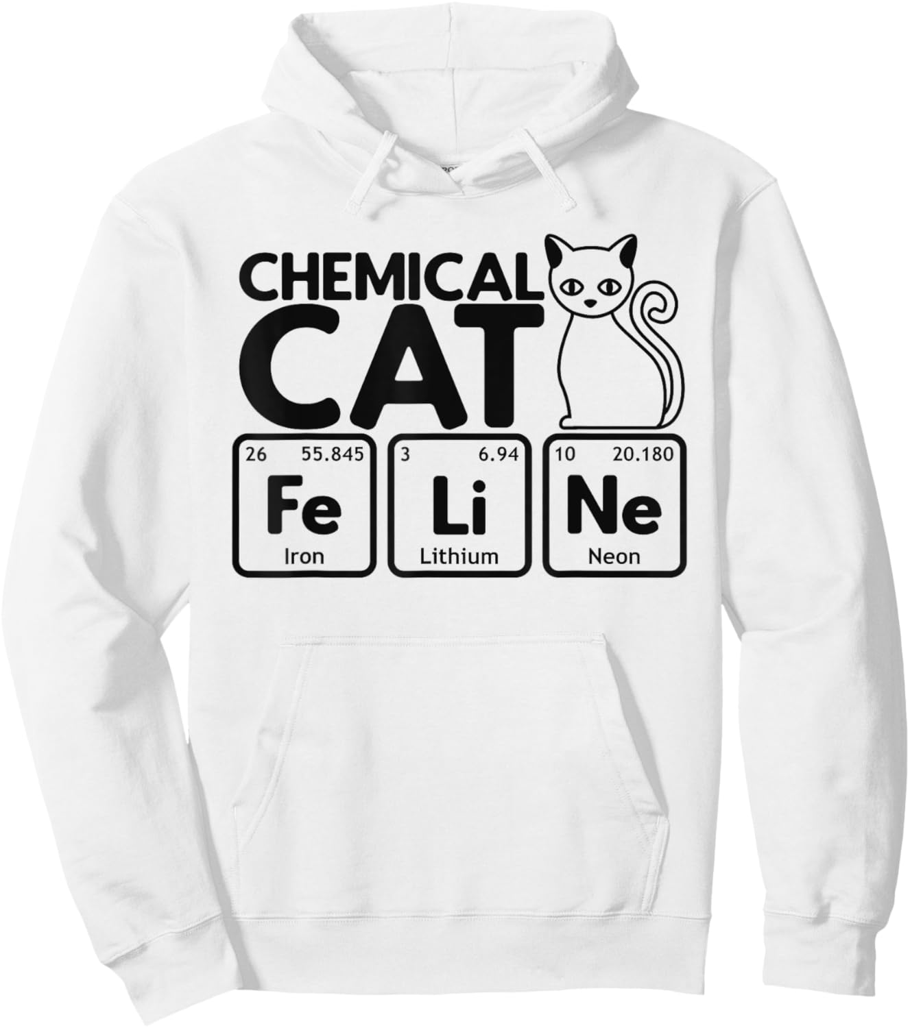 Chemical Cat Feline Chemistry Fun Periodic Table of Elements Hoodie - Hoodie | White