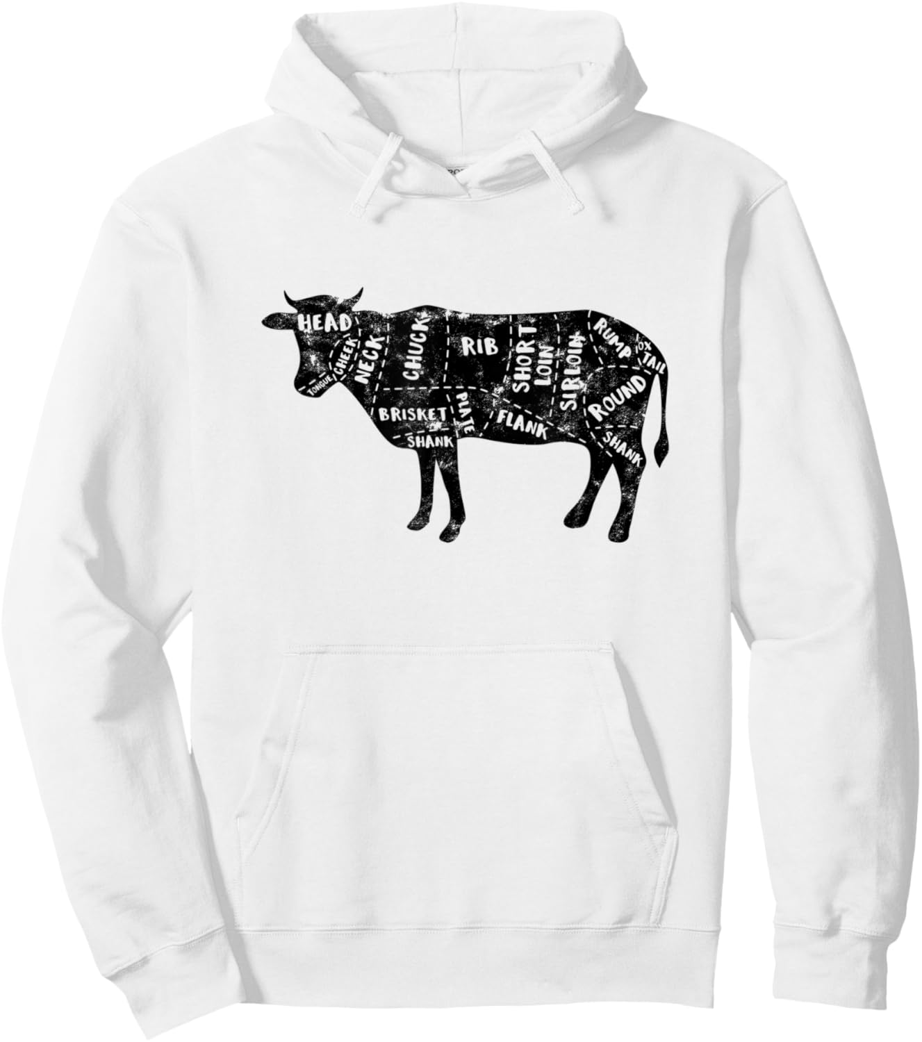 Cow Butcher Beef Cuts Diagram - Meat Cutting Cooking Butcher Hoodie - Hoodie | White