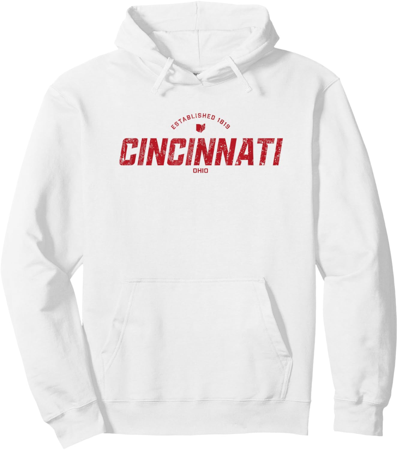 Cincinnati Ohio OH Vintage Athletic Red Sports Logo Hoodie - Hoodie | White