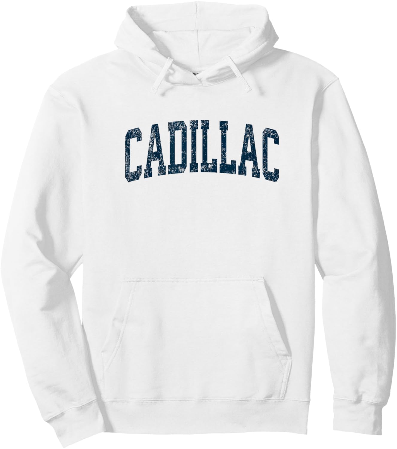 Cadillac Michigan MI Vintage Athletic Sports Navy Design Hoodie - Hoodie | White