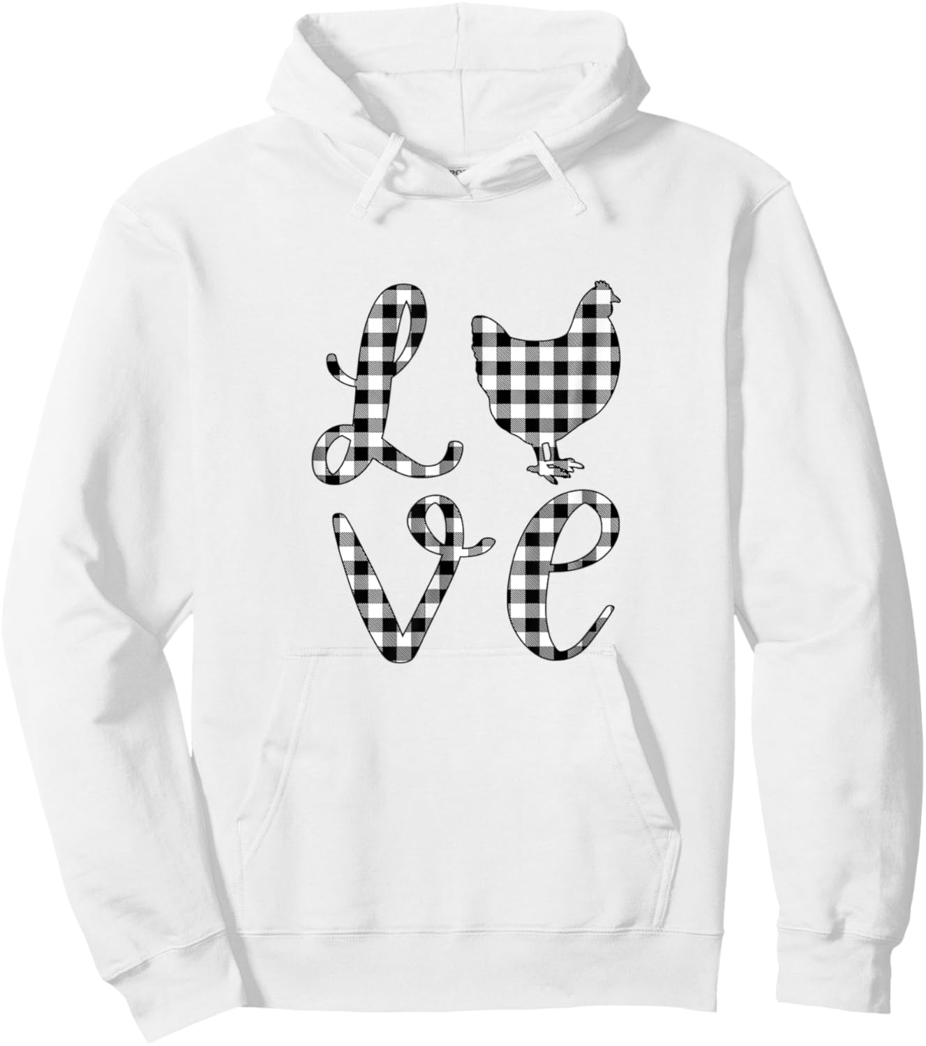 Chicken Lover Farm Country Mom Black White Rustic Gingham Hoodie - Hoodie | White