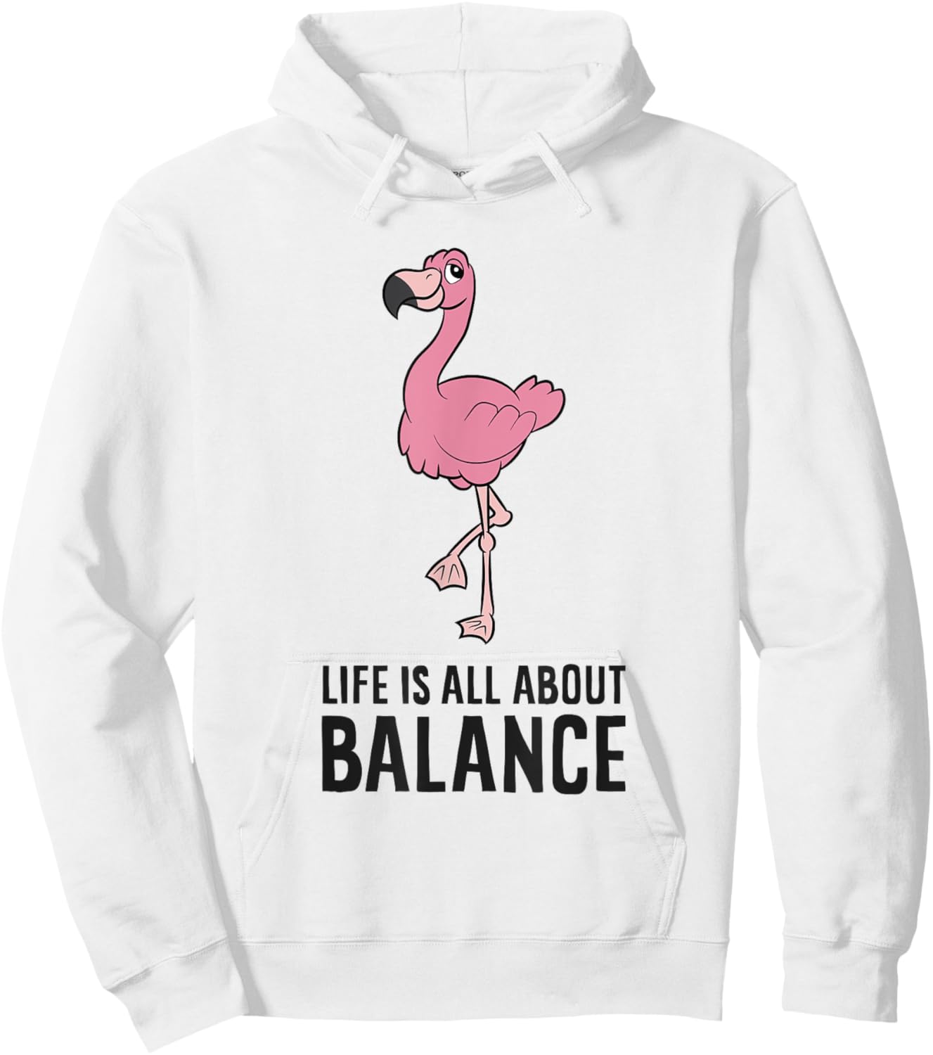 Flamingo Gym Exercise Life Is All About Balance Hoodie - Hoodie | White