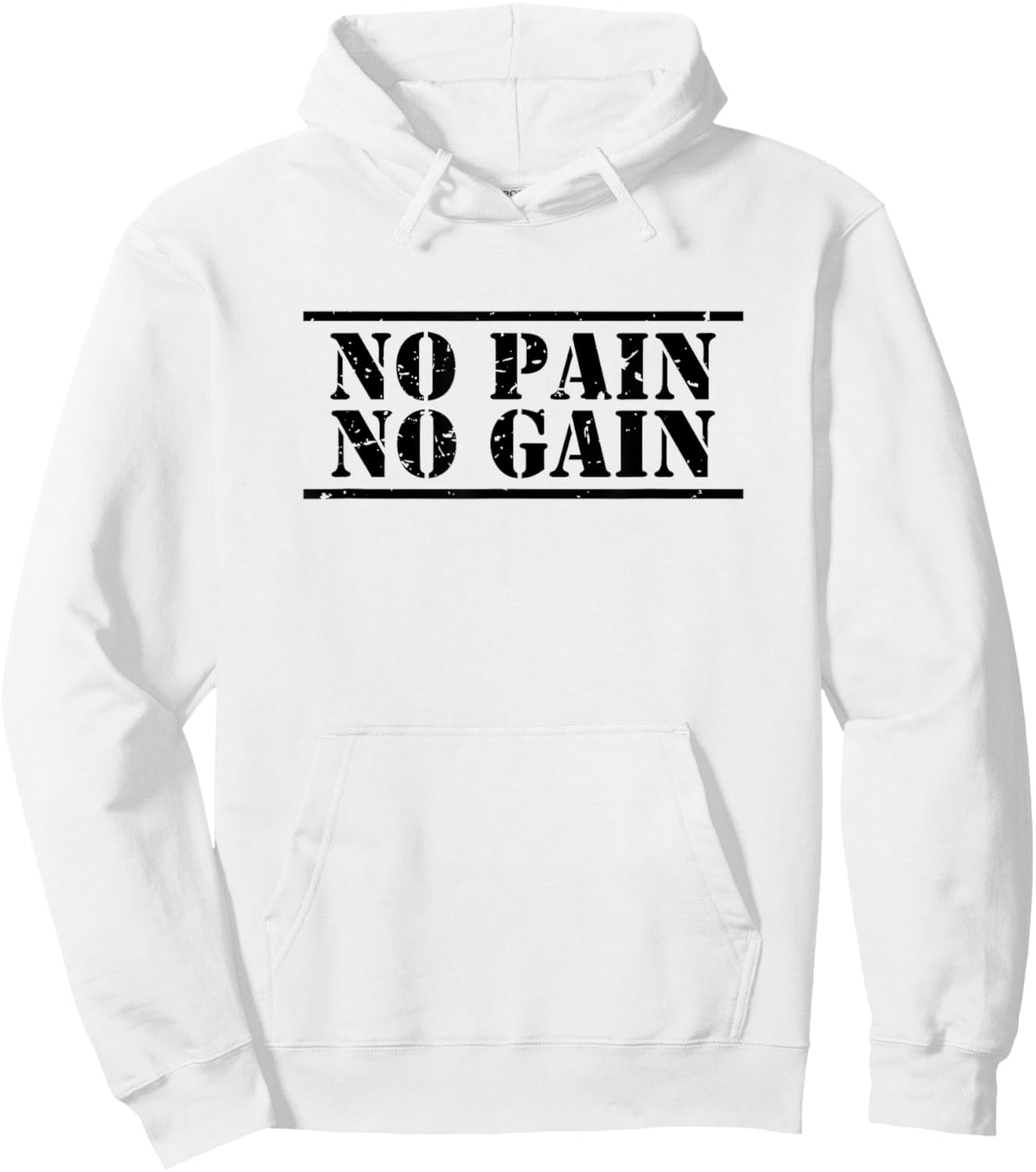 No Pain No Gain sport & fitness training distressed logo Hoodie - Hoodie | White