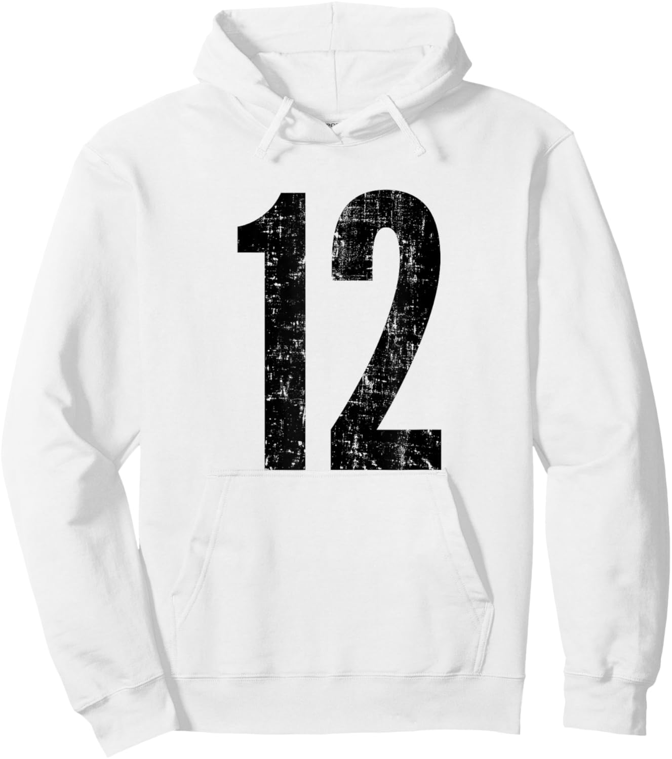 Number 12 Distressed Vintage Twelve Sports Training Practice Hoodie - Hoodie | White