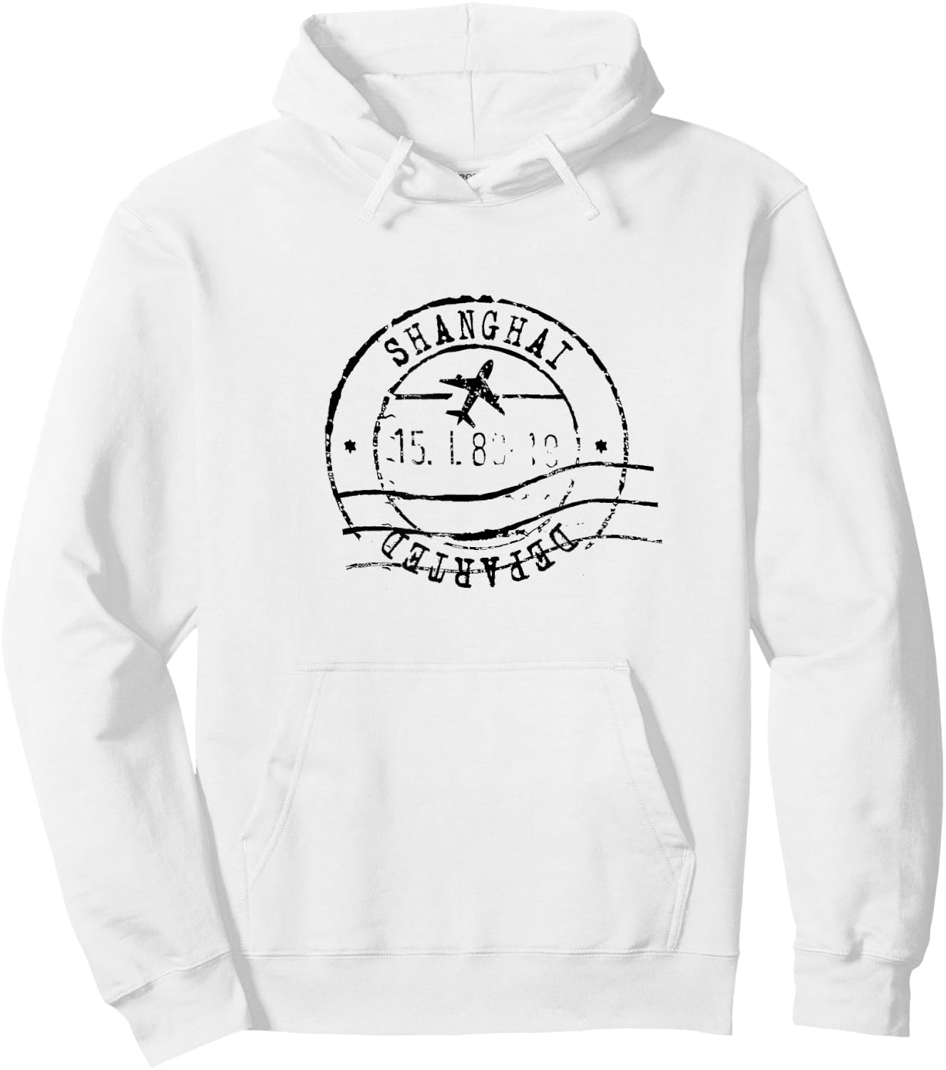 Shanghai China Travel Vintage Passport Stamp Hoodie - Hoodie | White