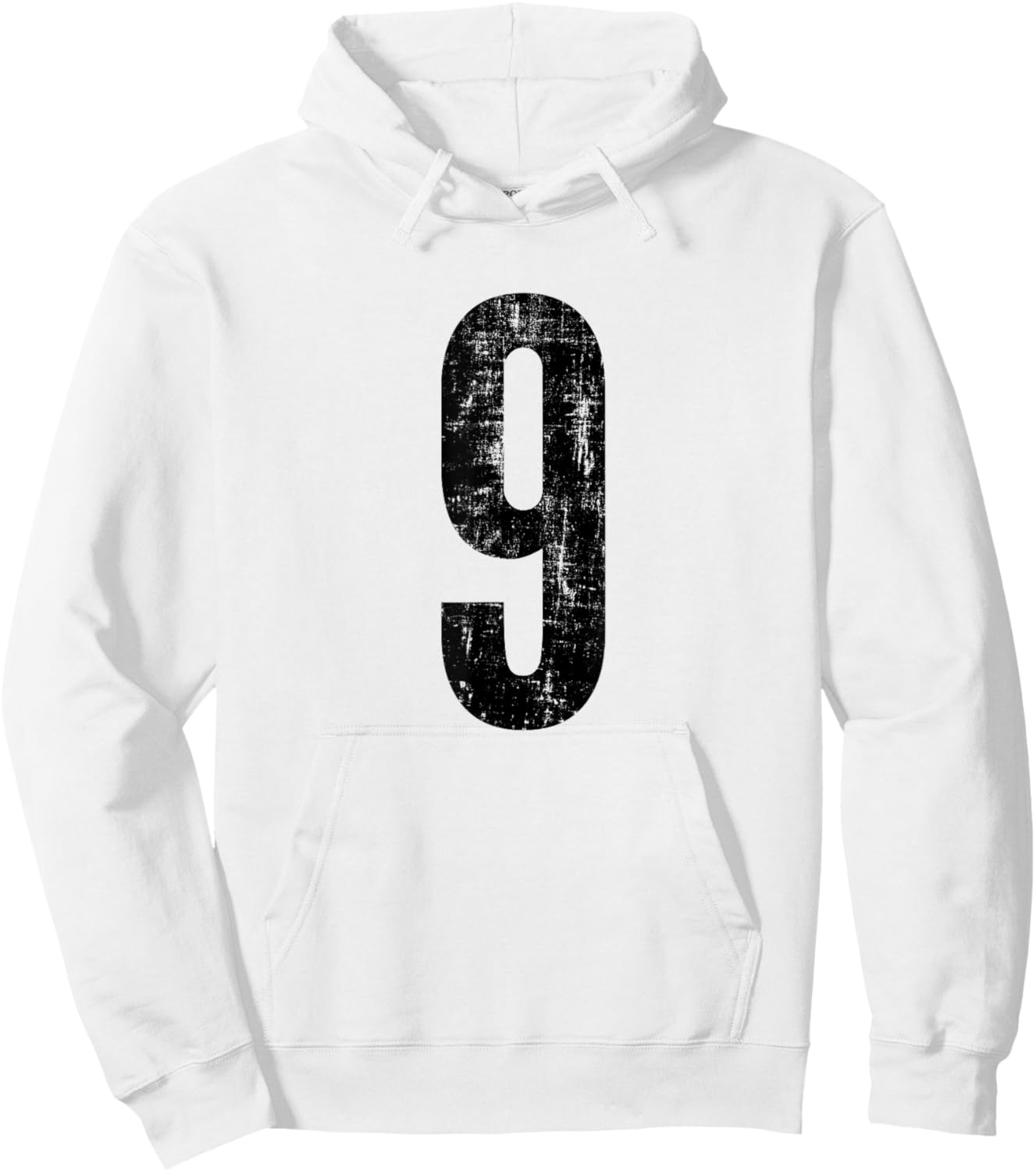 Number 9 Nine Distressed Vintage Sports Training Practice Hoodie - Hoodie | White