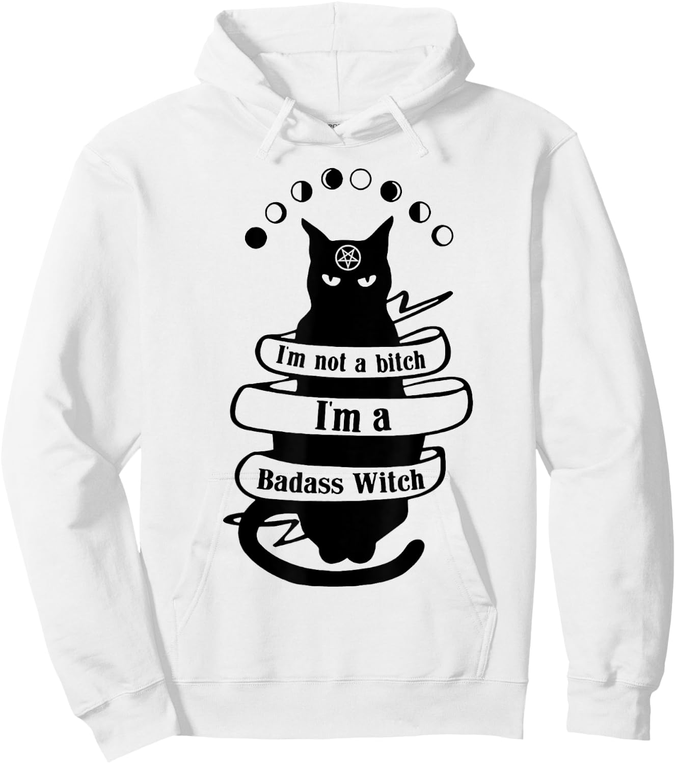 Cat I'm Not A Bitch I'm A Badass Witch Men Women Hoodie - Hoodie | White
