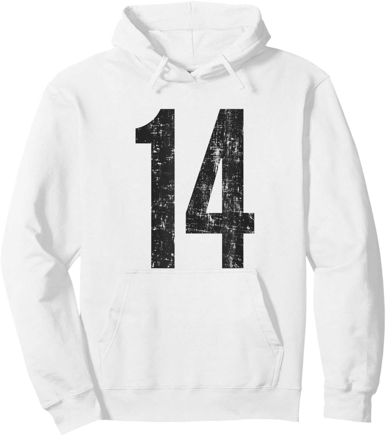 Number 14 Distressed Vintage Fourteen Sports Casual Training Hoodie - Hoodie | White