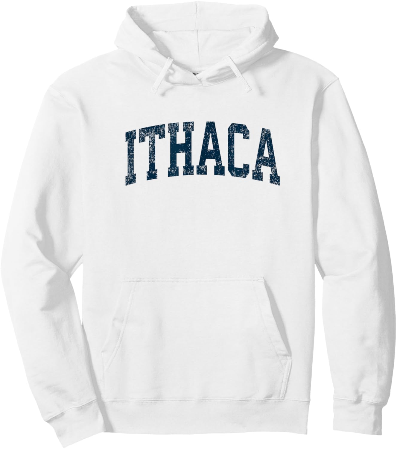 Ithaca New York NY Vintage Athletic Sports Navy Design Hoodie - Hoodie | White