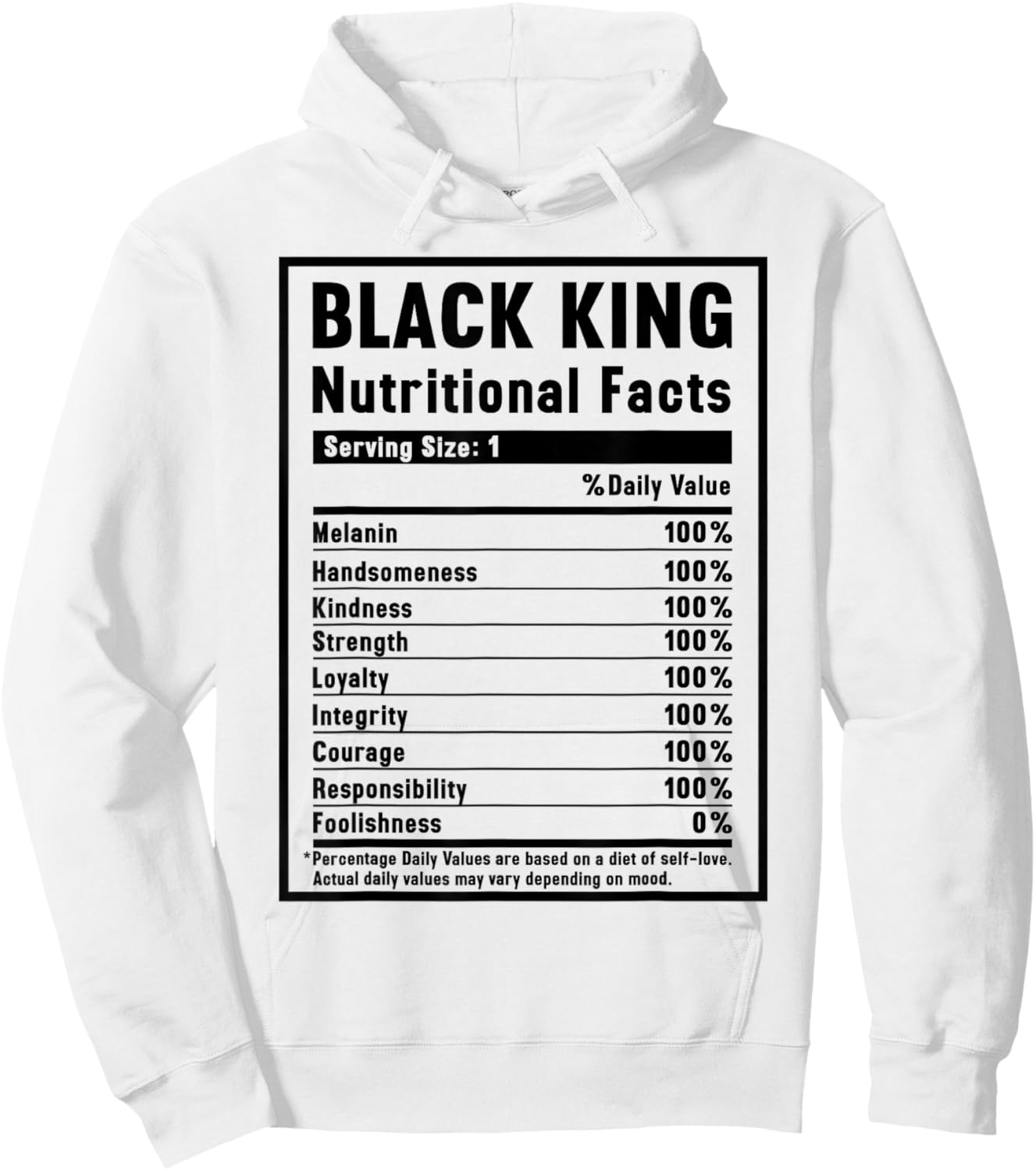 Black King Nutritional Facts Hoodie - Hoodie | White